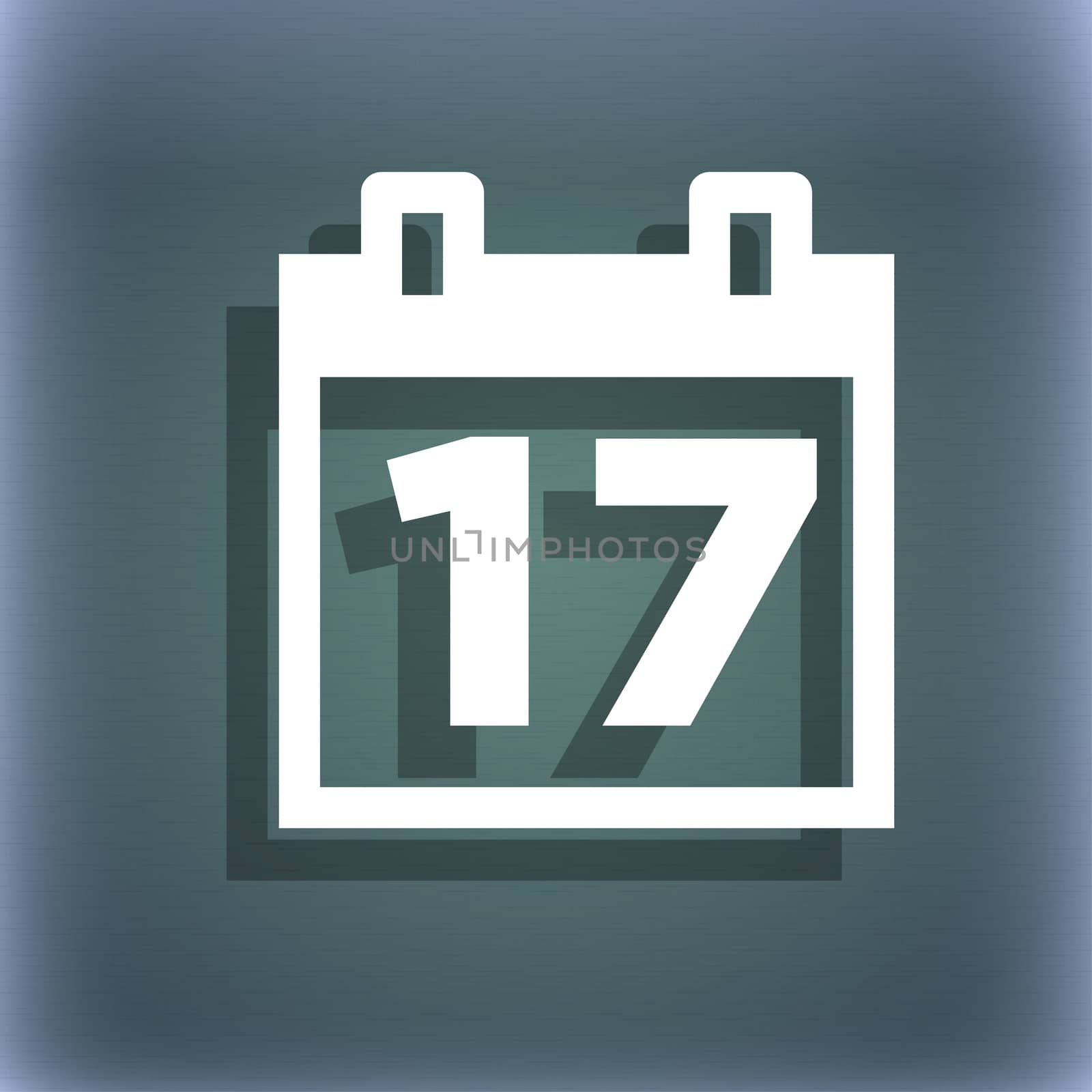 Calendar, Date or event reminder icon symbol on the blue-green abstract background with shadow and space for your text.  by serhii_lohvyniuk