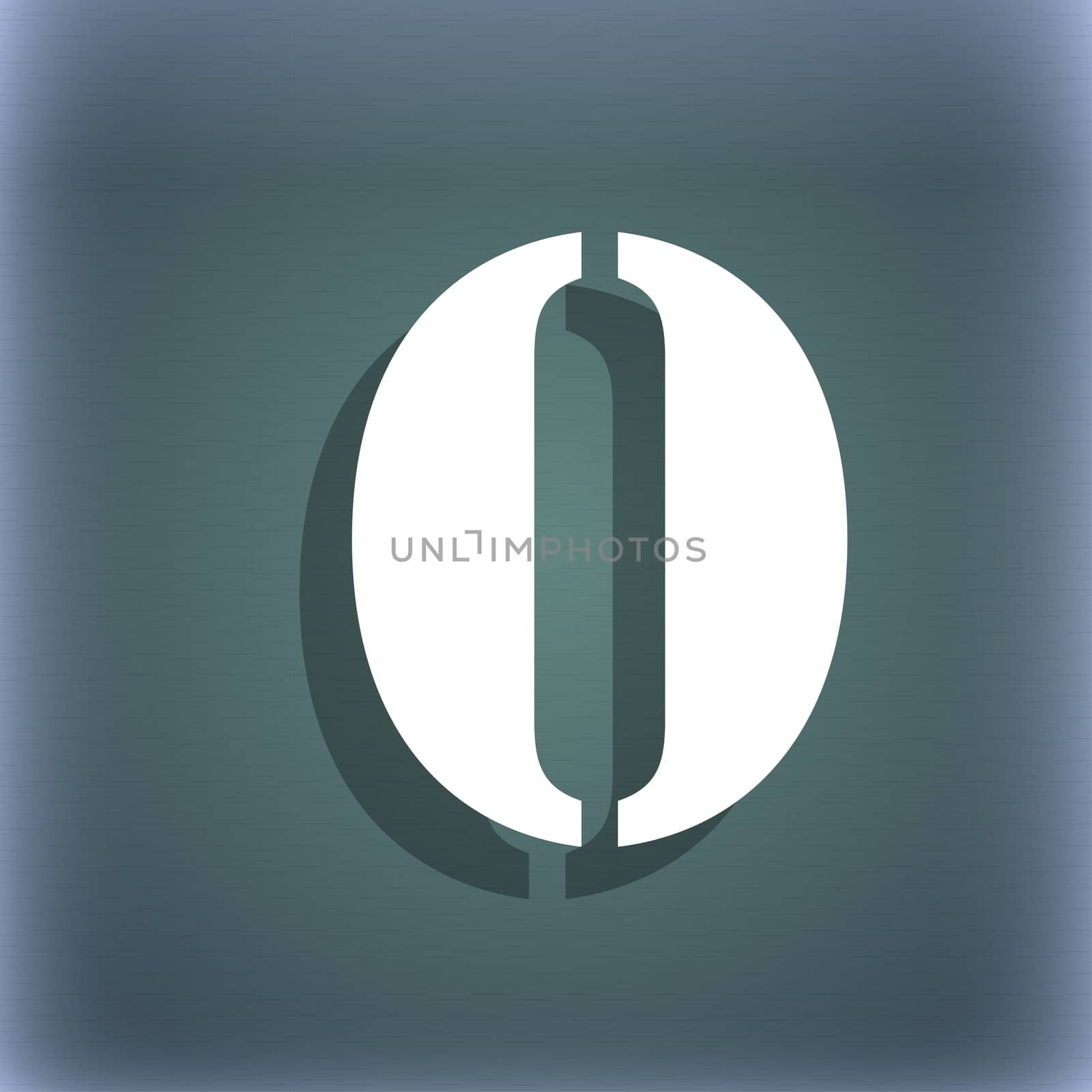 number zero icon sign. On the blue-green abstract background with shadow and space for your text. illustration