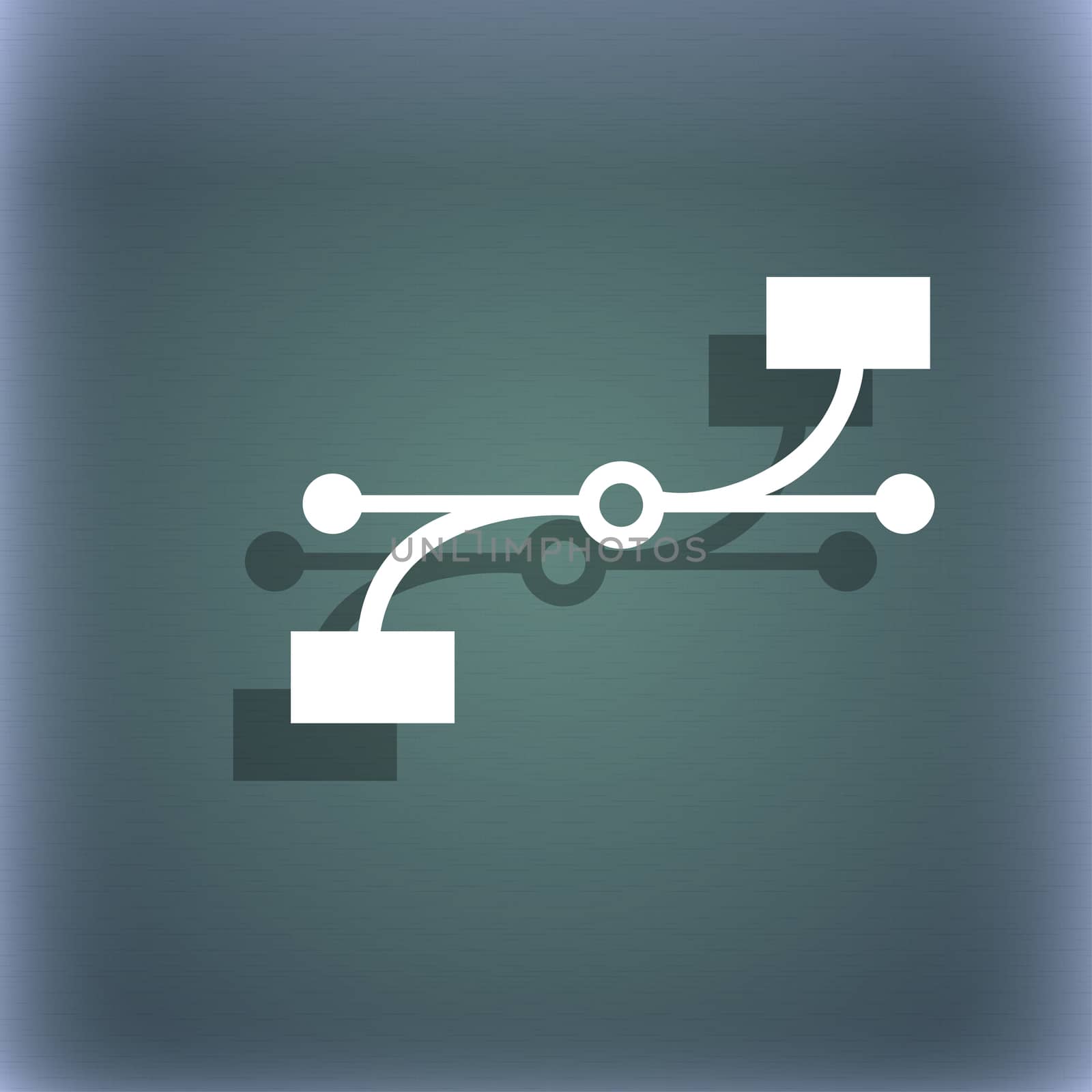 Bezier Curve icon sign. On the blue-green abstract background with shadow and space for your text.  by serhii_lohvyniuk