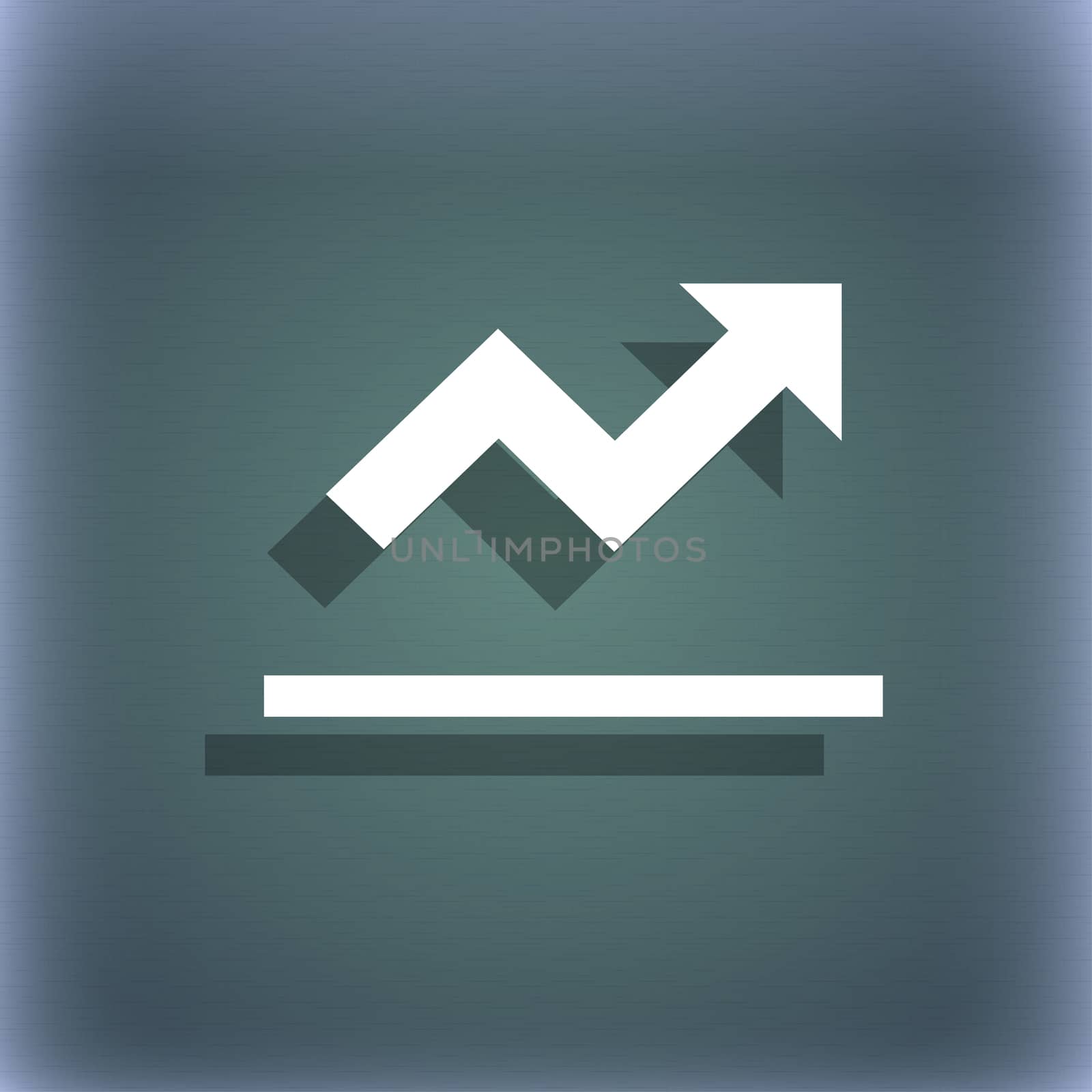 Graph chart, Diagram icon symbol on the blue-green abstract background with shadow and space for your text. illustration