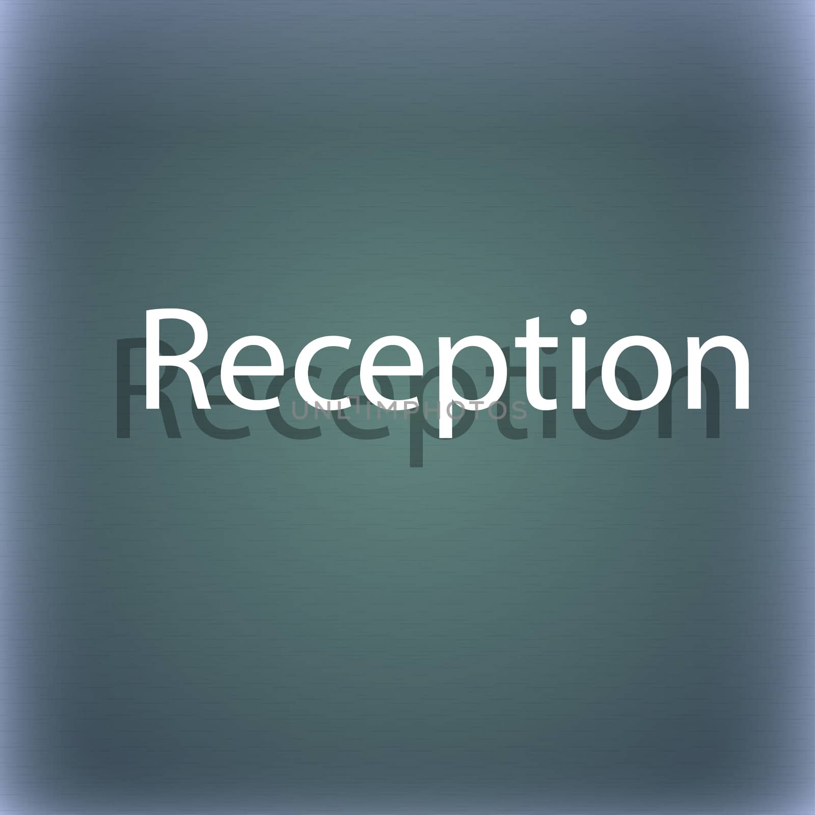 Reception sign icon. Hotel registration table symbol. On the blue-green abstract background with shadow and space for your text. illustration