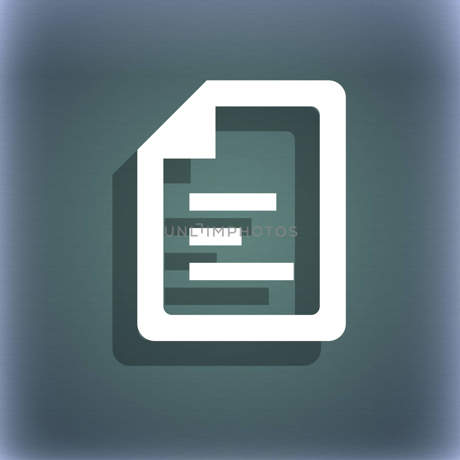 Text file icon symbol on the blue-green abstract background with shadow and space for your text. illustration