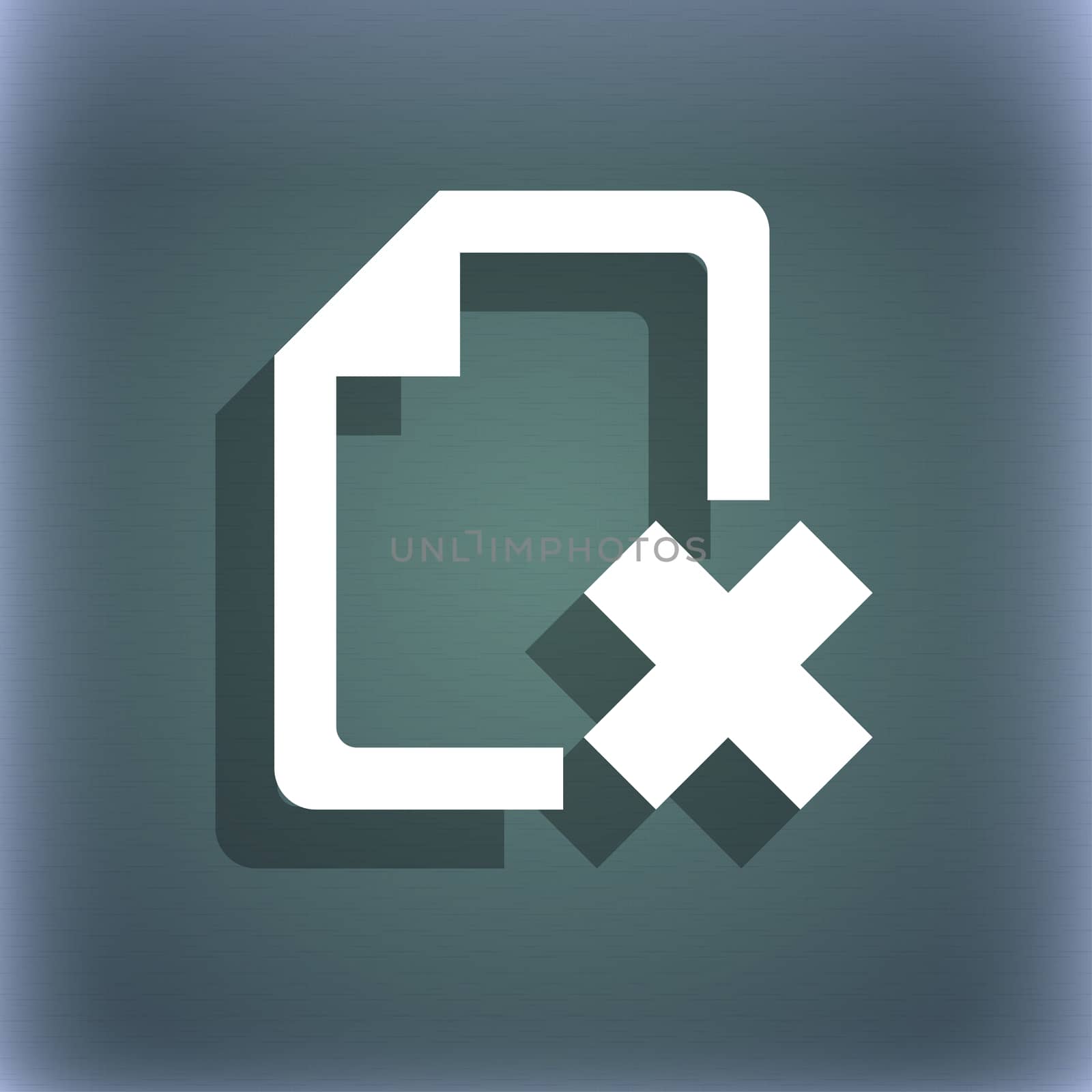 delete File document icon symbol on the blue-green abstract background with shadow and space for your text. illustration