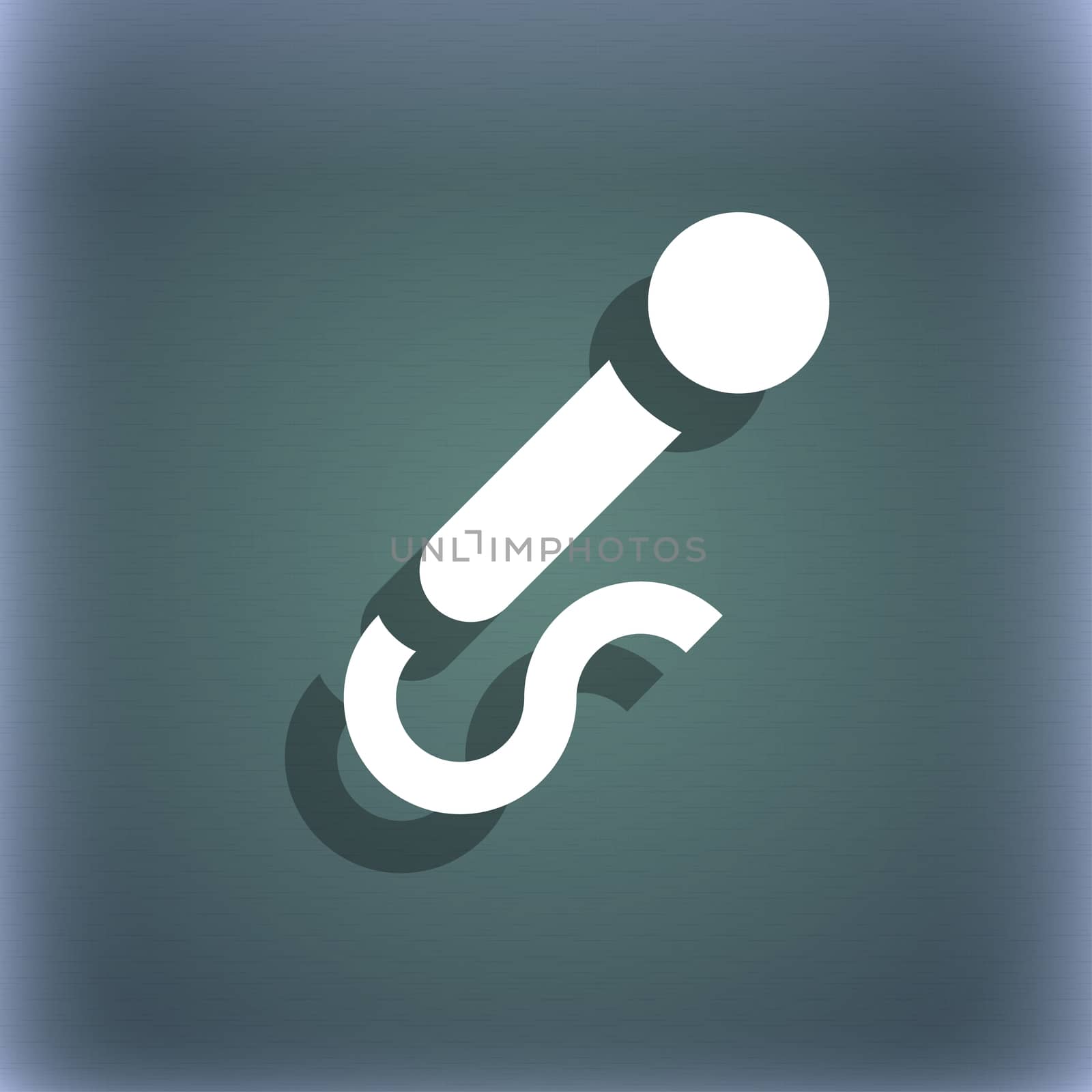 microphone icon symbol on the blue-green abstract background with shadow and space for your text. illustration