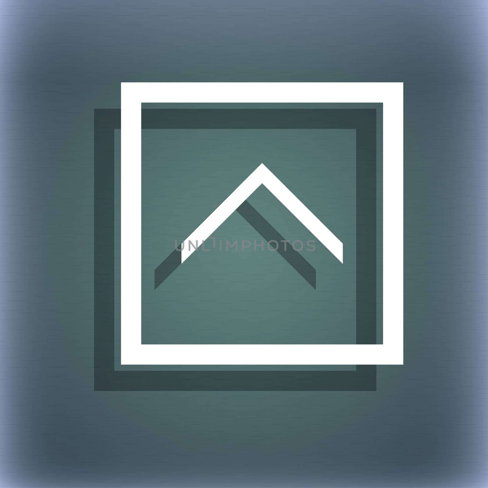 Direction arrow up icon symbol on the blue-green abstract background with shadow and space for your text.  by serhii_lohvyniuk