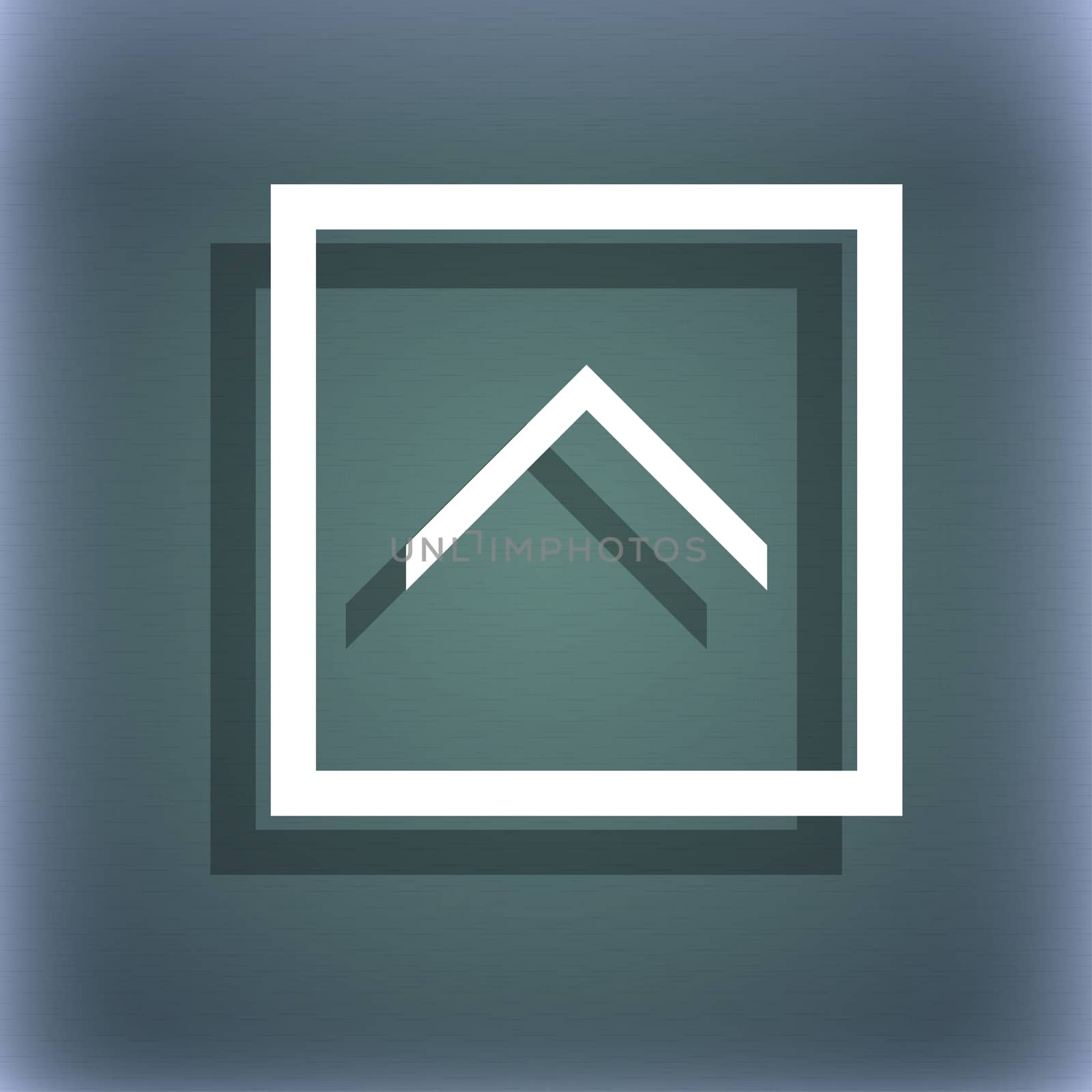 Direction arrow up icon symbol on the blue-green abstract background with shadow and space for your text. illustration