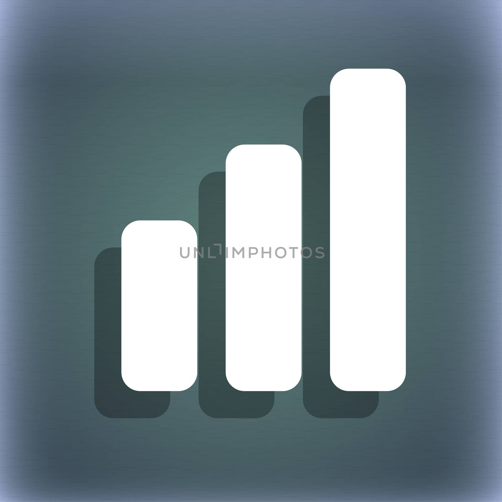 Growth and development concept. graph of Rate icon symbol on the blue-green abstract background with shadow and space for your text. illustration