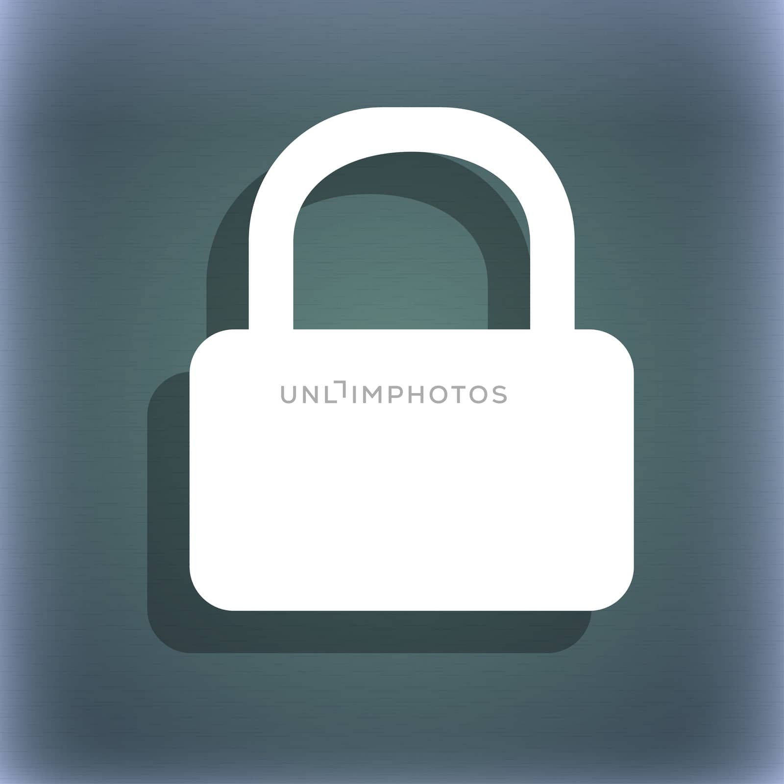 Pad Lock icon symbol on the blue-green abstract background with shadow and space for your text.  by serhii_lohvyniuk