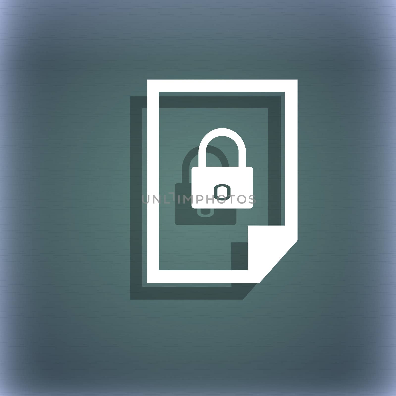 file locked icon sign. On the blue-green abstract background with shadow and space for your text.  by serhii_lohvyniuk