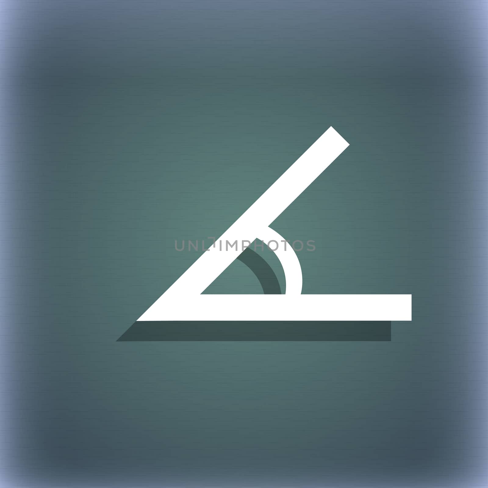 Angle 45 degrees icon sign. On the blue-green abstract background with shadow and space for your text. illustration