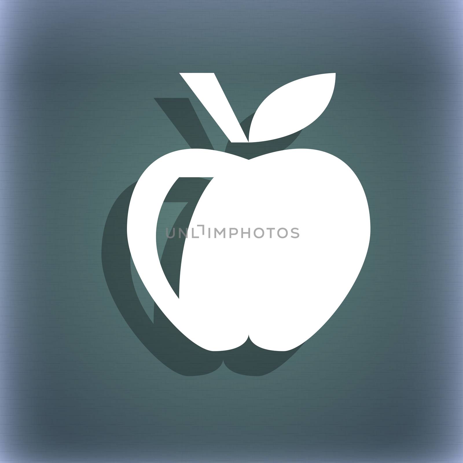 Apple icon symbol on the blue-green abstract background with shadow and space for your text.  by serhii_lohvyniuk