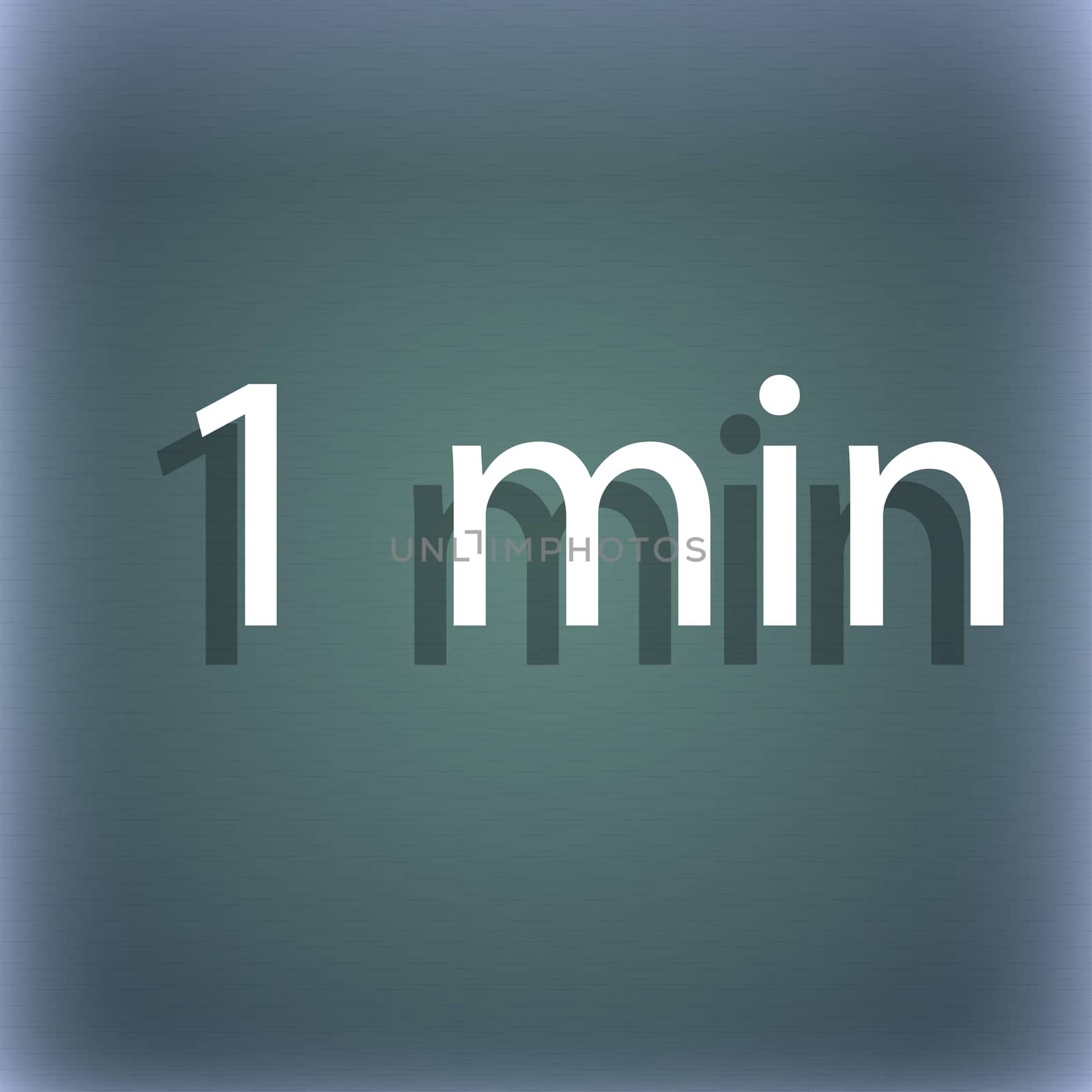 One minutes sign icon. On the blue-green abstract background with shadow and space for your text.  by serhii_lohvyniuk