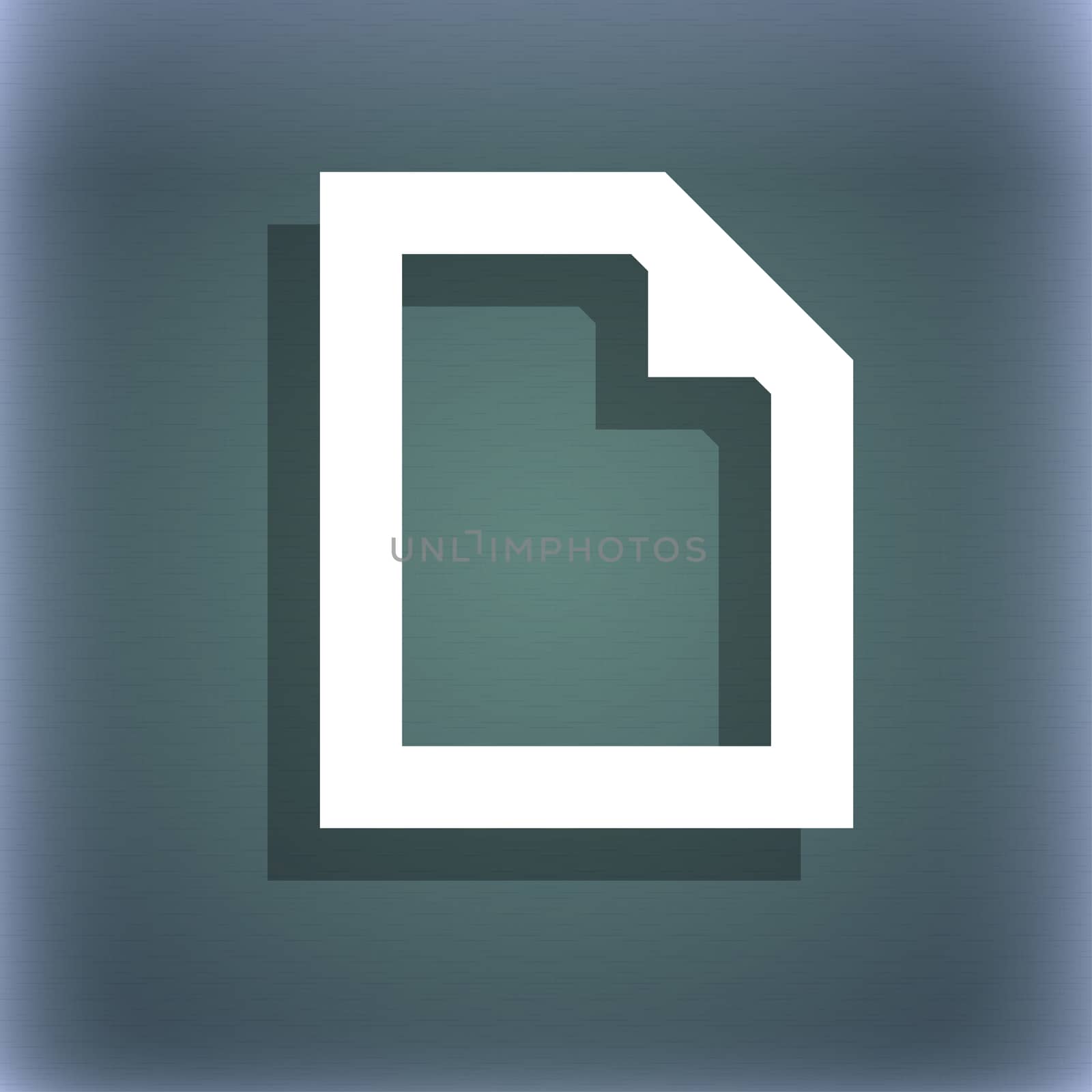 Text File document icon symbol on the blue-green abstract background with shadow and space for your text. illustration