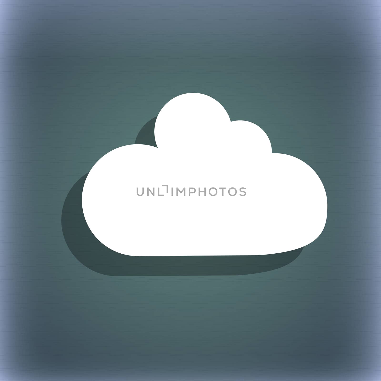 Cloud sign icon. Data storage symbol. On the blue-green abstract background with shadow and space for your text.  by serhii_lohvyniuk