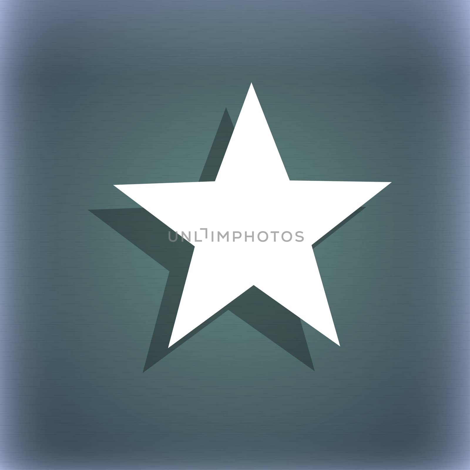 Star sign icon. Favorite button. Navigation symbol. On the blue-green abstract background with shadow and space for your text.  by serhii_lohvyniuk