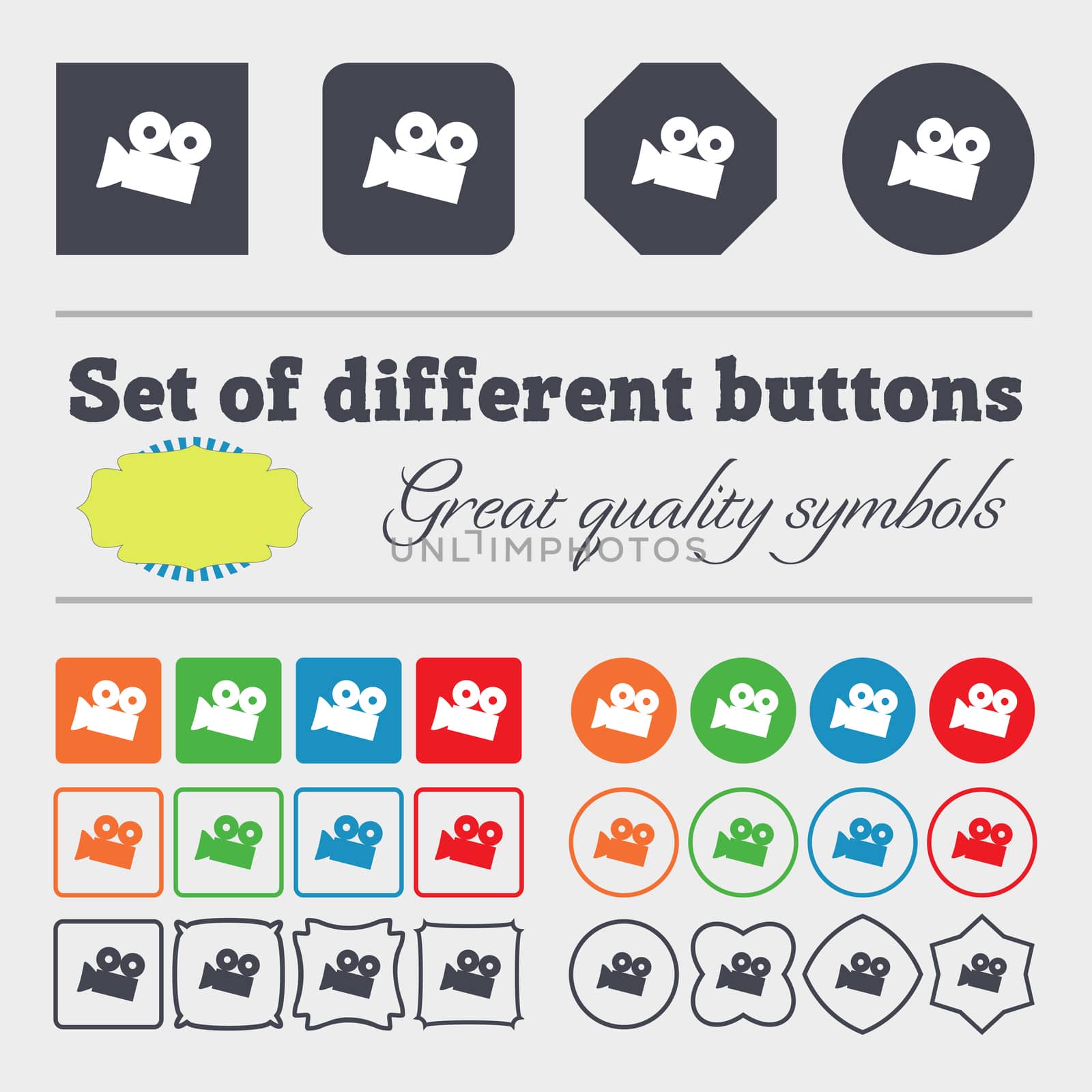 Video camera sign icon. content button. Big set of colorful, diverse, high-quality buttons.  by serhii_lohvyniuk