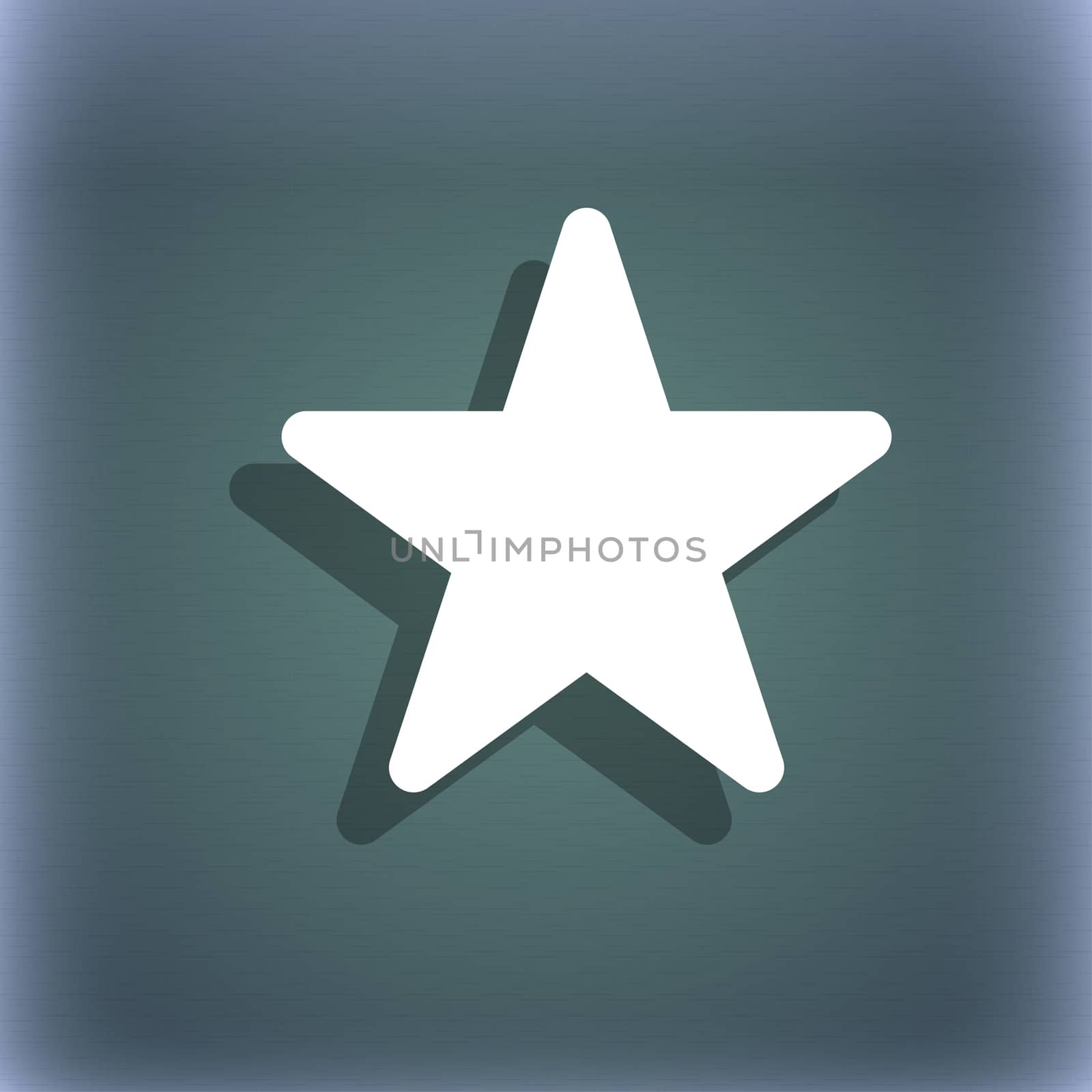 Favorite Star icon symbol on the blue-green abstract background with shadow and space for your text.  by serhii_lohvyniuk