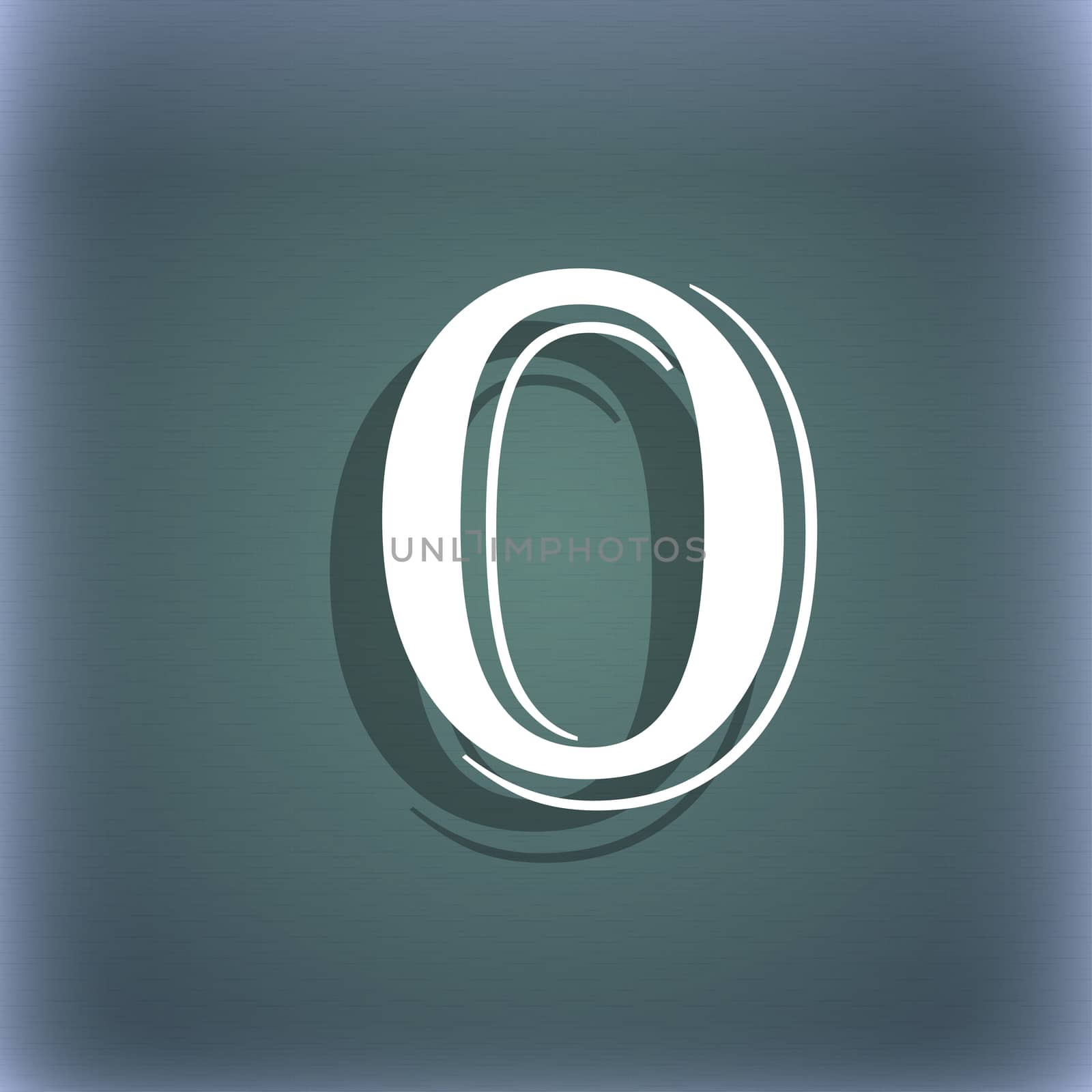 number zero icon sign. On the blue-green abstract background with shadow and space for your text.  by serhii_lohvyniuk