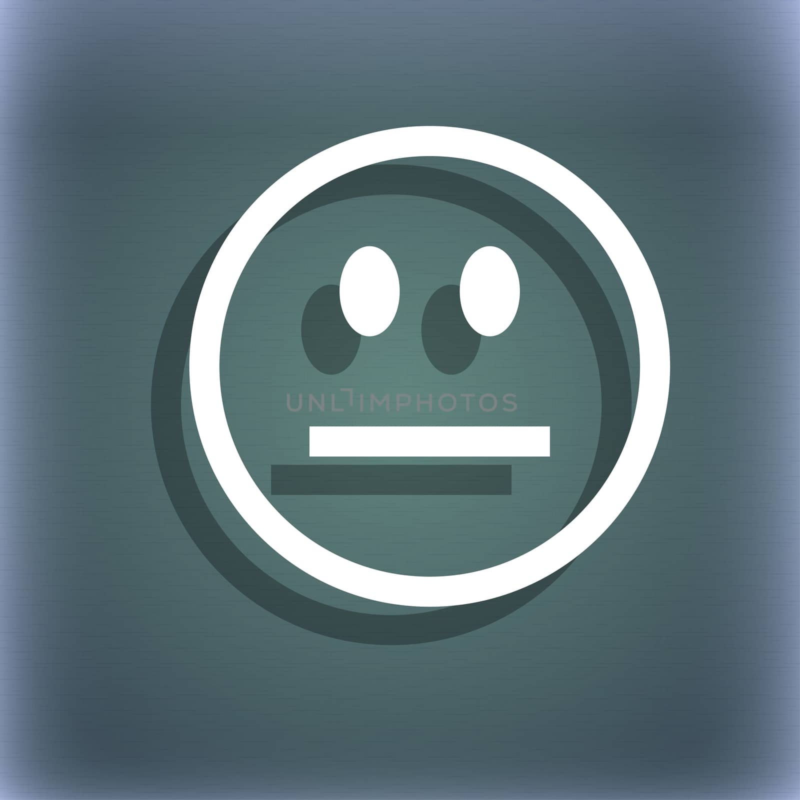 Sad face, Sadness depression icon symbol on the blue-green abstract background with shadow and space for your text. illustration