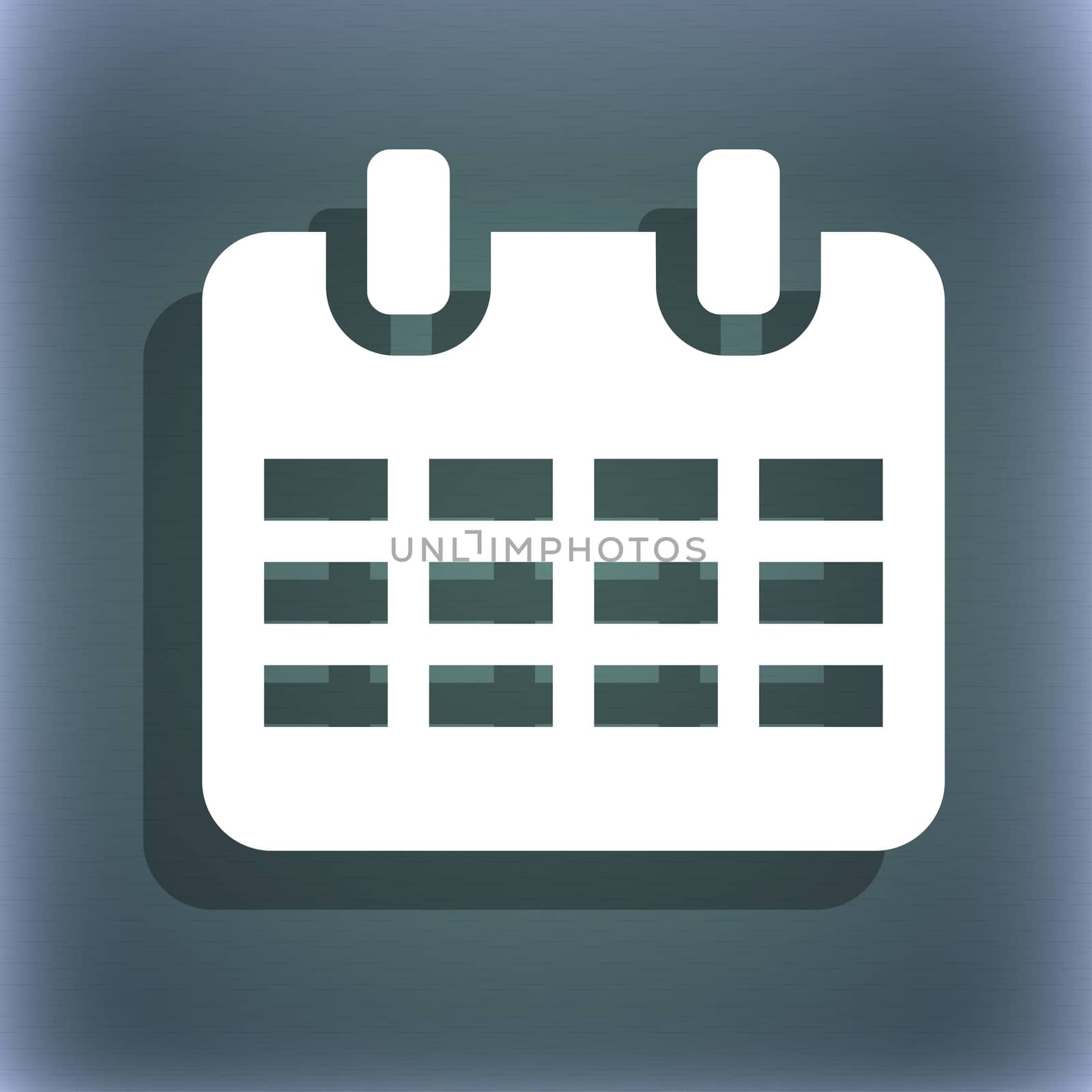  Calendar, Date or event reminder  icon symbol on the blue-green abstract background with shadow and space for your text. illustration
