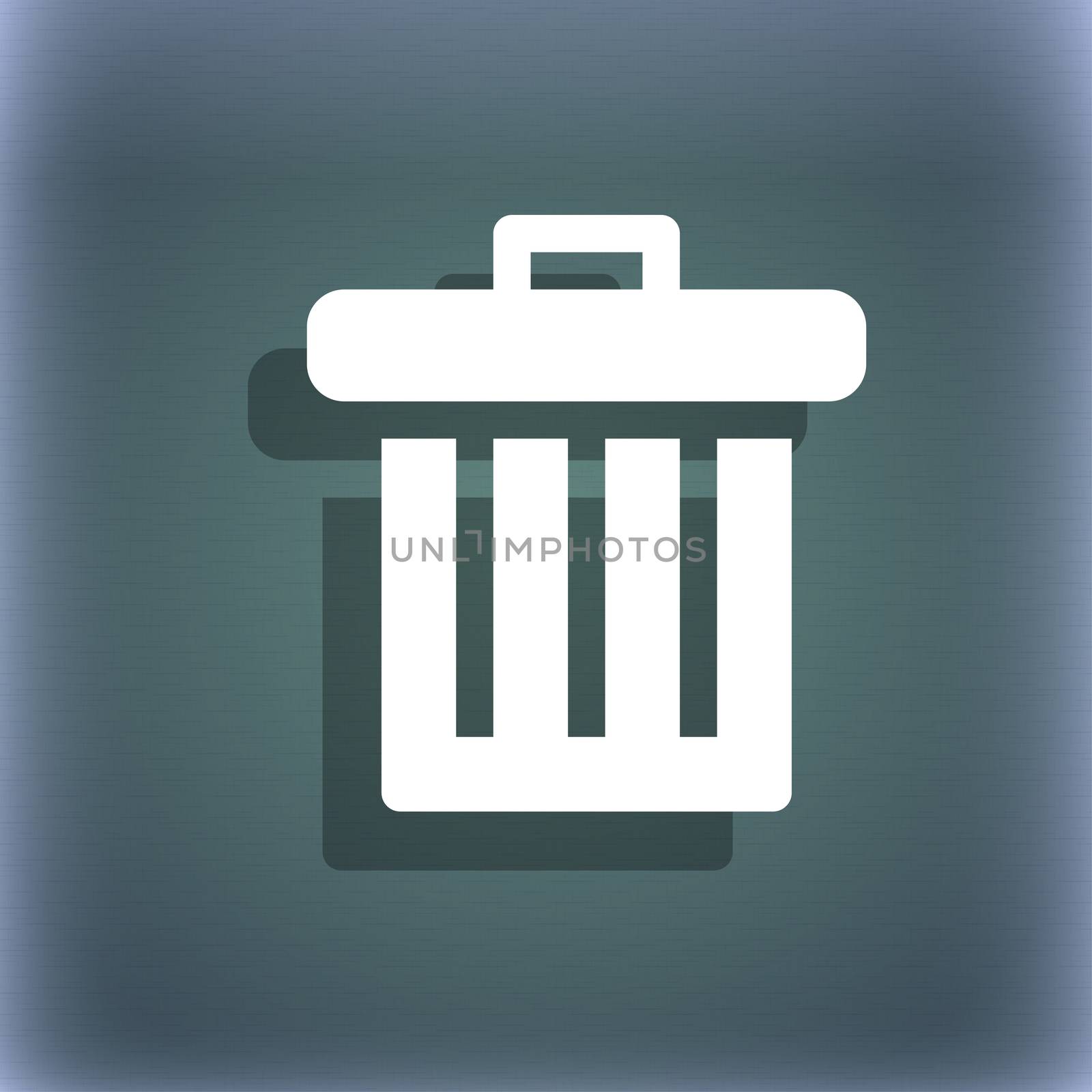 Recycle bin icon symbol on the blue-green abstract background with shadow and space for your text. illustration