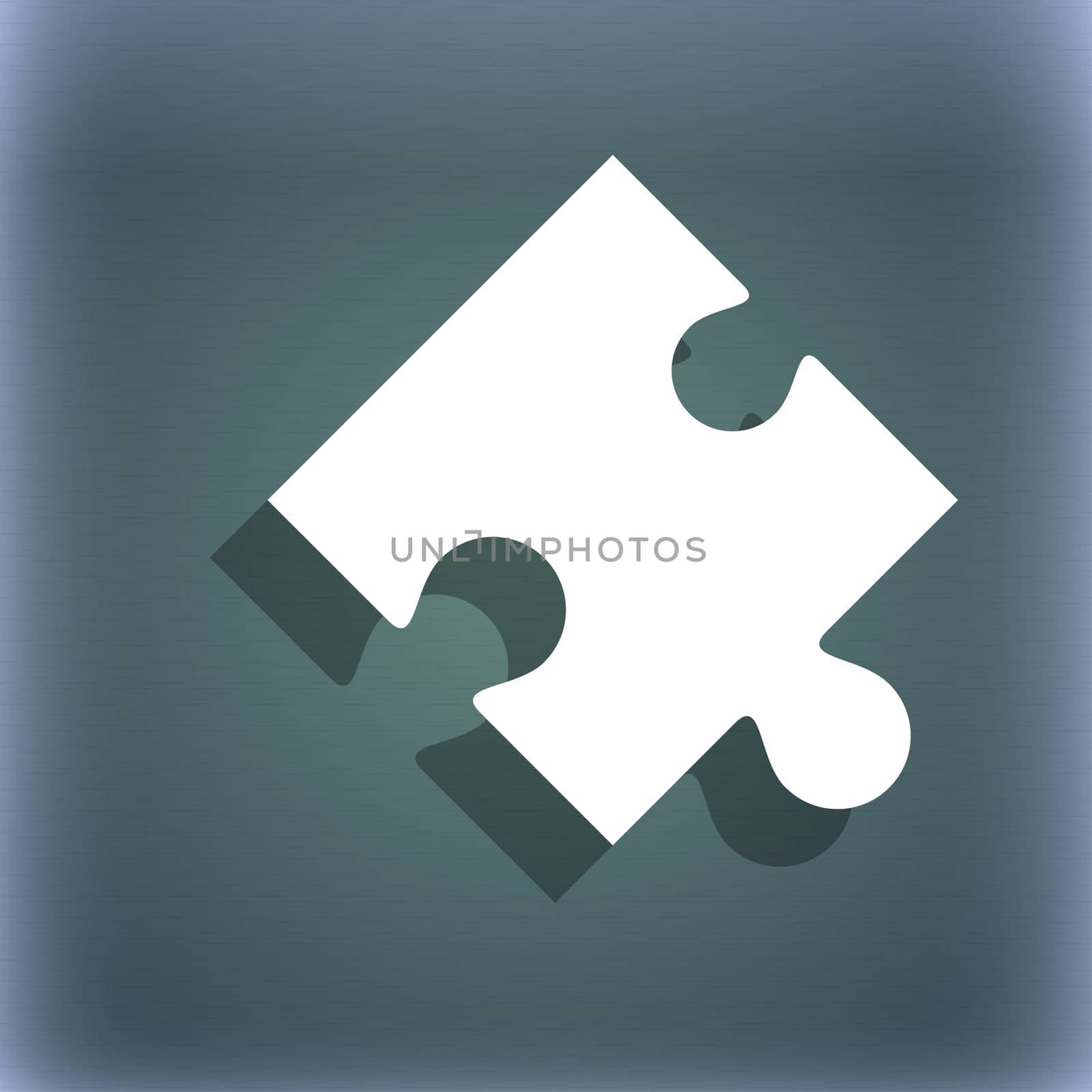 Puzzle piece icon sign. On the blue-green abstract background with shadow and space for your text. illustration