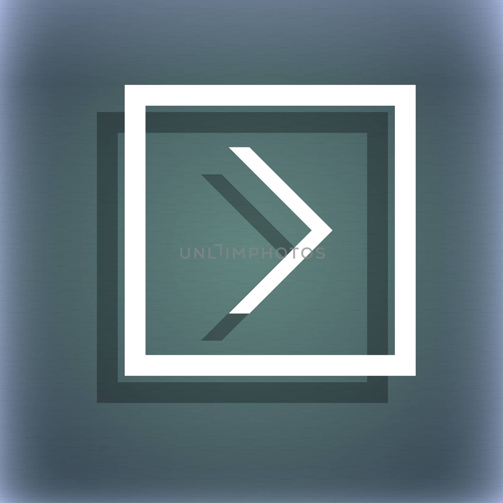 Arrow right, Next icon symbol on the blue-green abstract background with shadow and space for your text. illustration