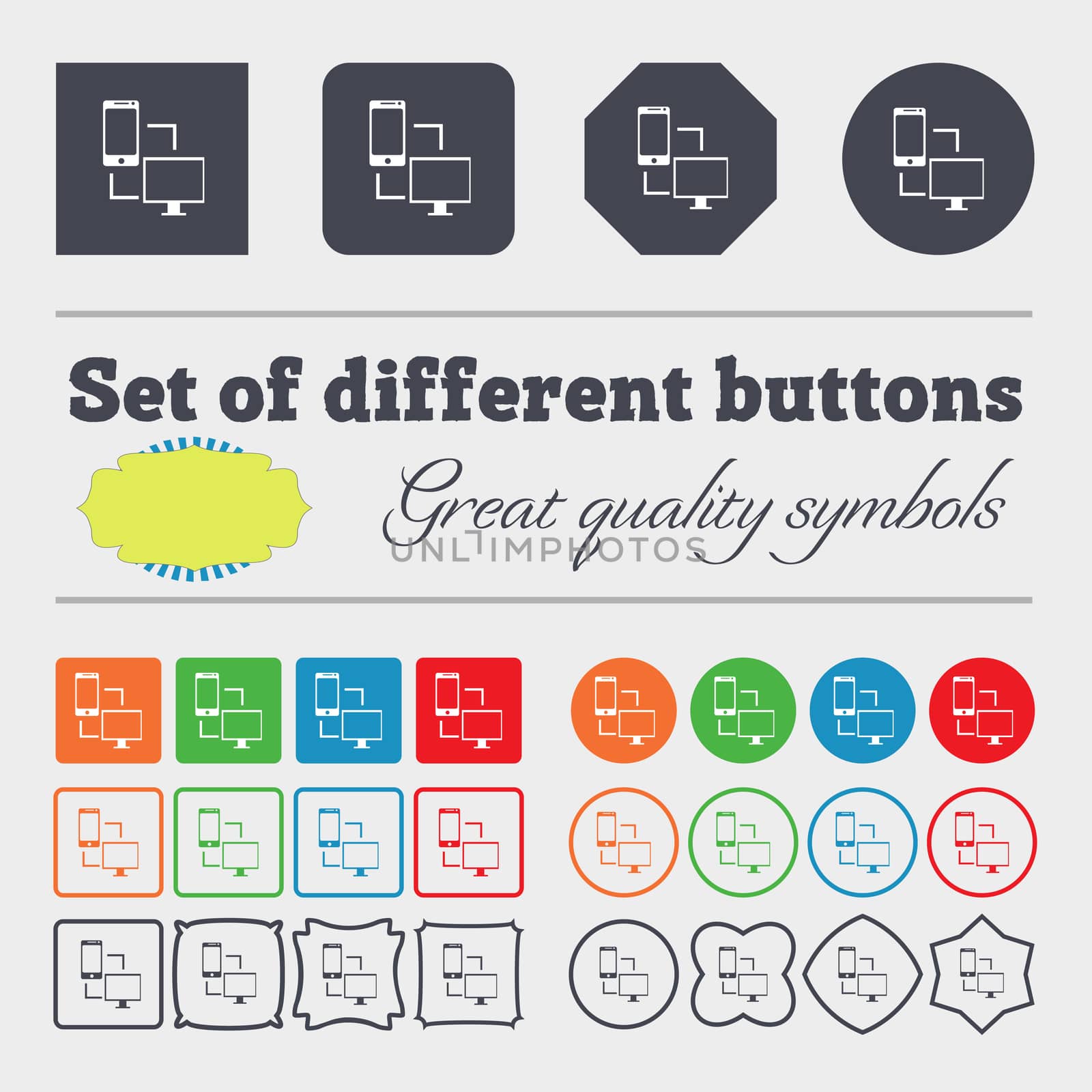 Synchronization sign icon. communicators sync symbol. Data exchange. Big set of colorful, diverse, high-quality buttons.  by serhii_lohvyniuk