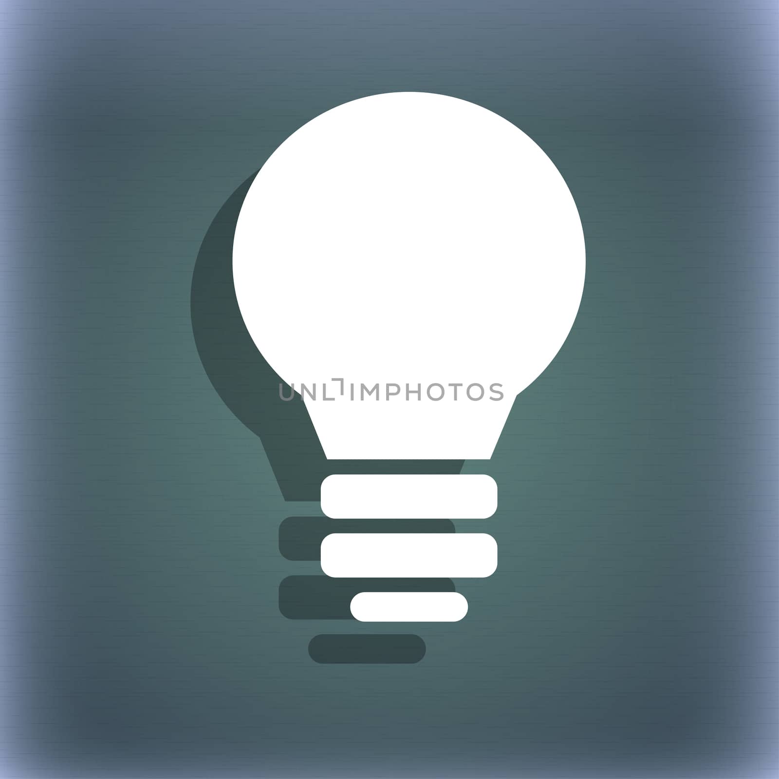 Light lamp, Idea icon symbol on the blue-green abstract background with shadow and space for your text. illustration