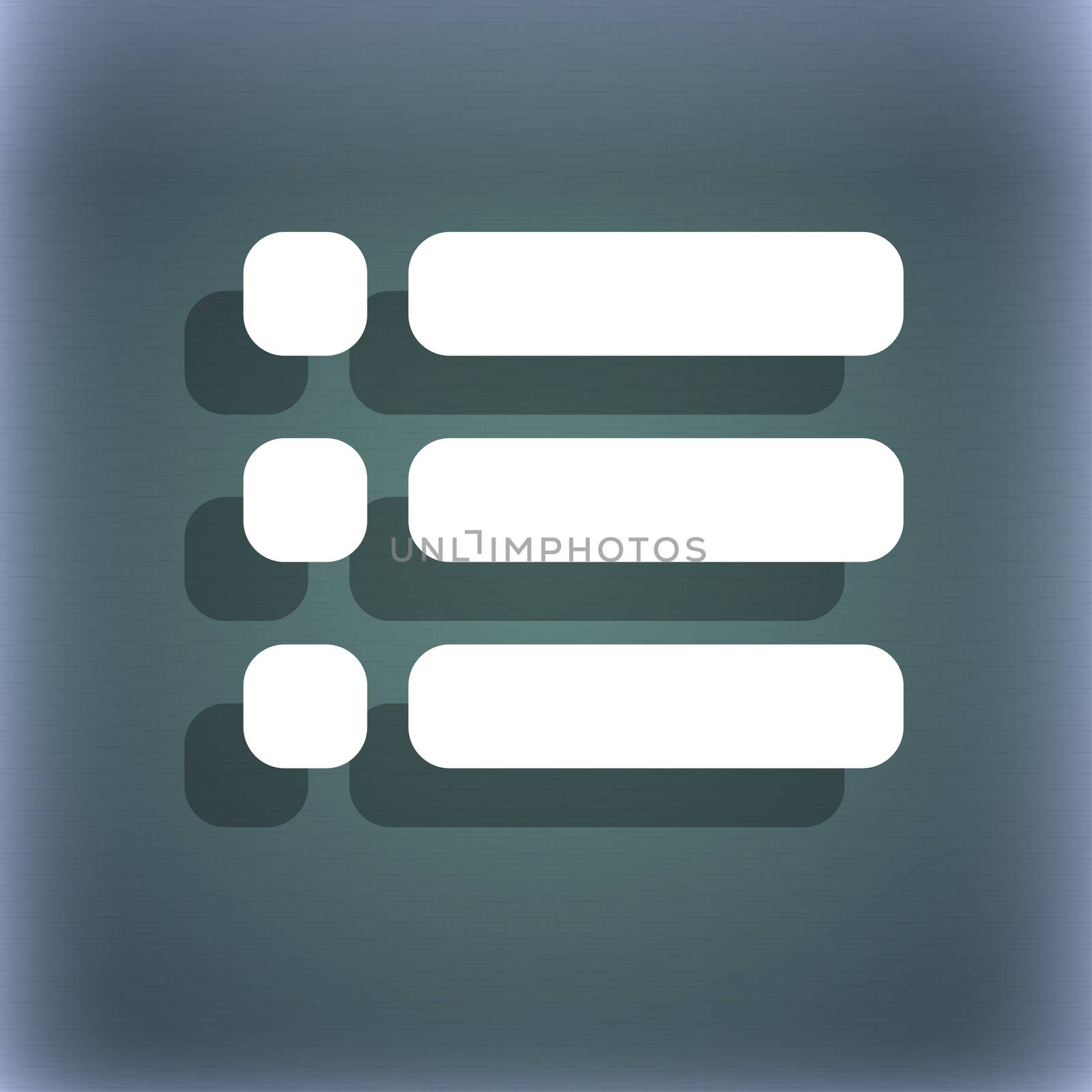 List menu, Content view options icon symbol on the blue-green abstract background with shadow and space for your text. illustration