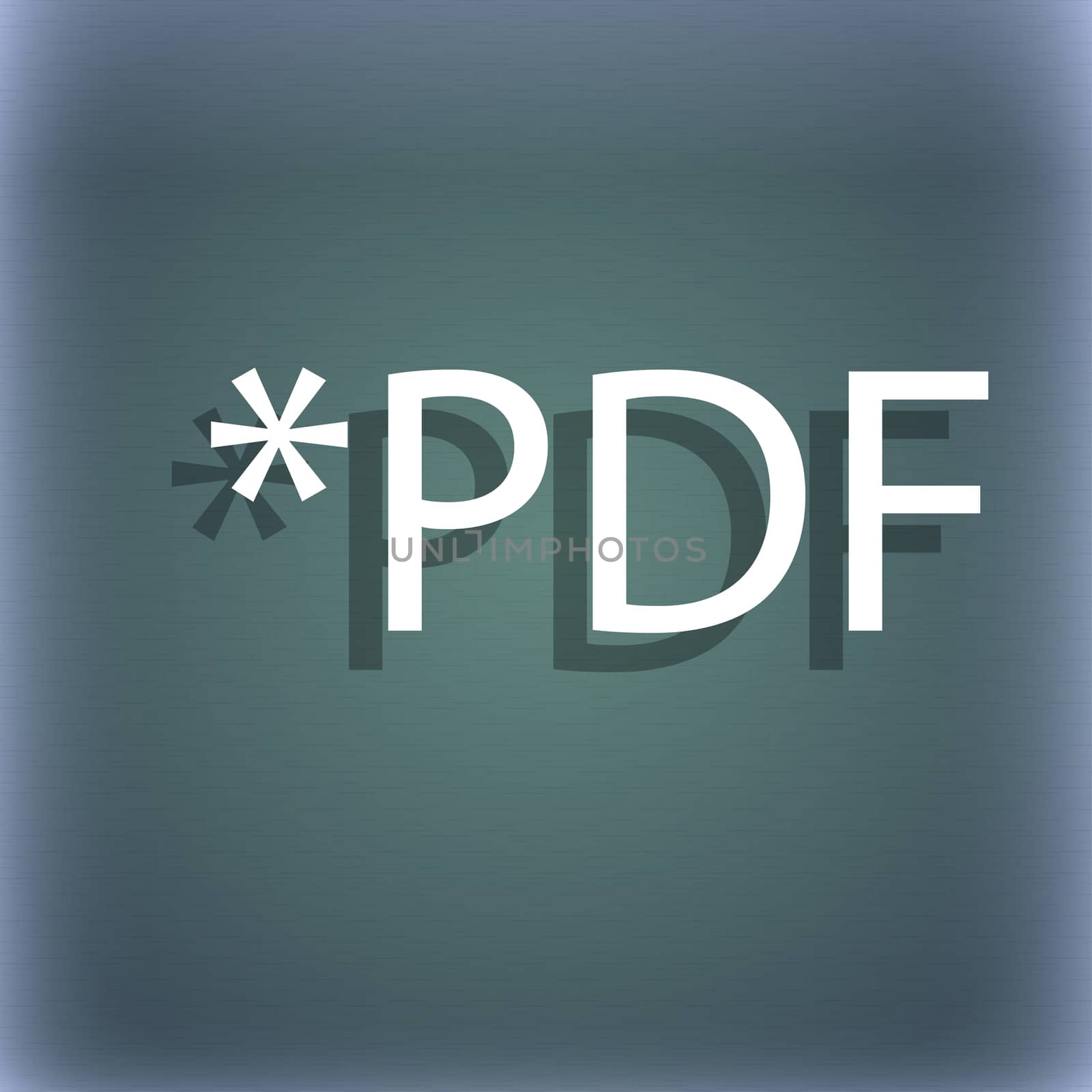 PDF file document icon. Download pdf button. PDF file extension symbol. On the blue-green abstract background with shadow and space for your text. illustration