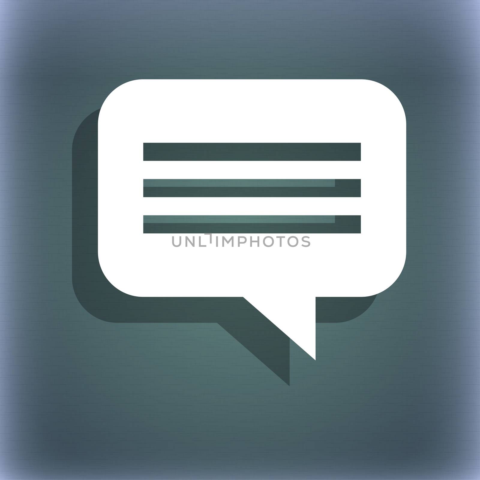 speech bubble, Chat think icon symbol on the blue-green abstract background with shadow and space for your text. illustration