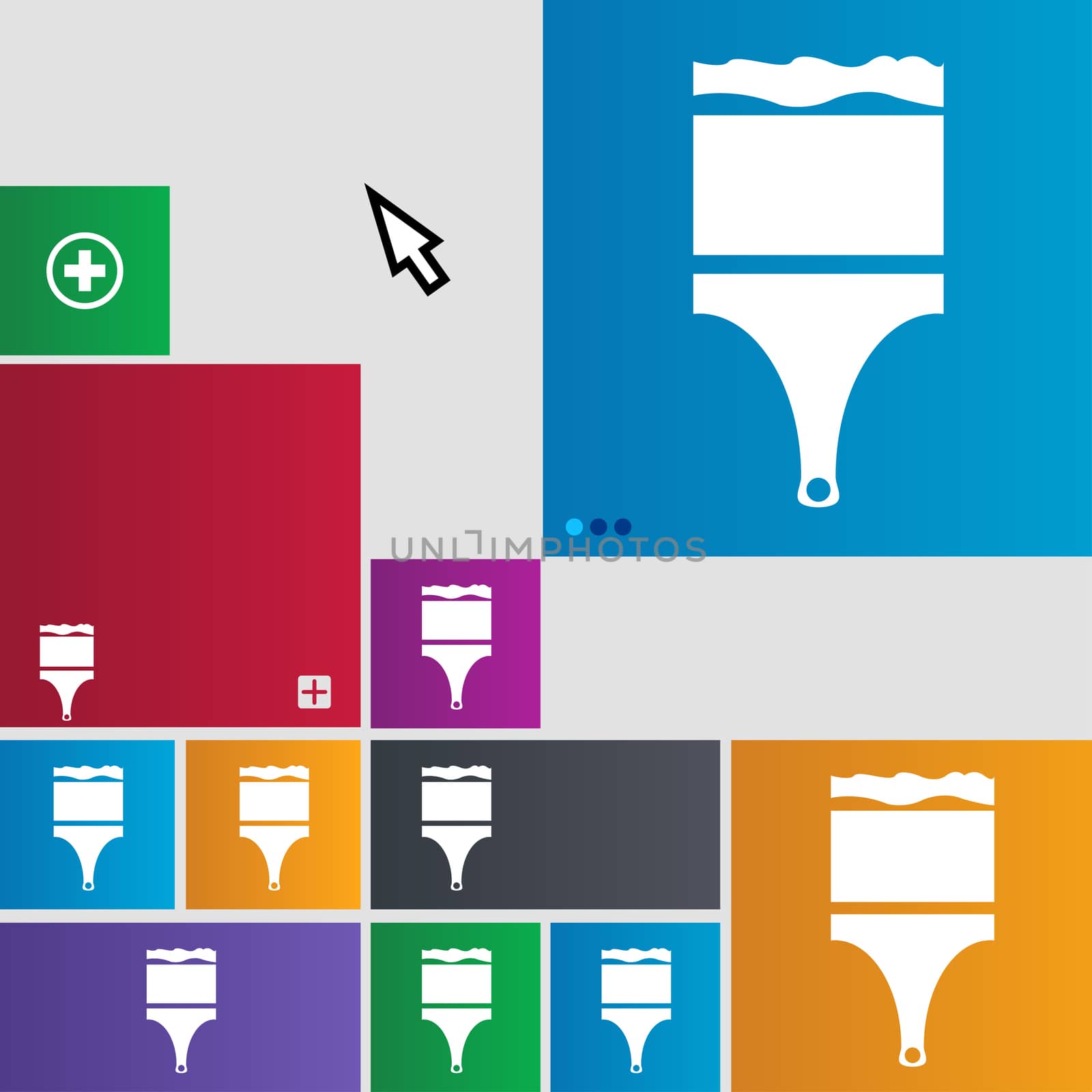 Paint brush sign icon. Artist symbol. Set of colored buttons.  by serhii_lohvyniuk