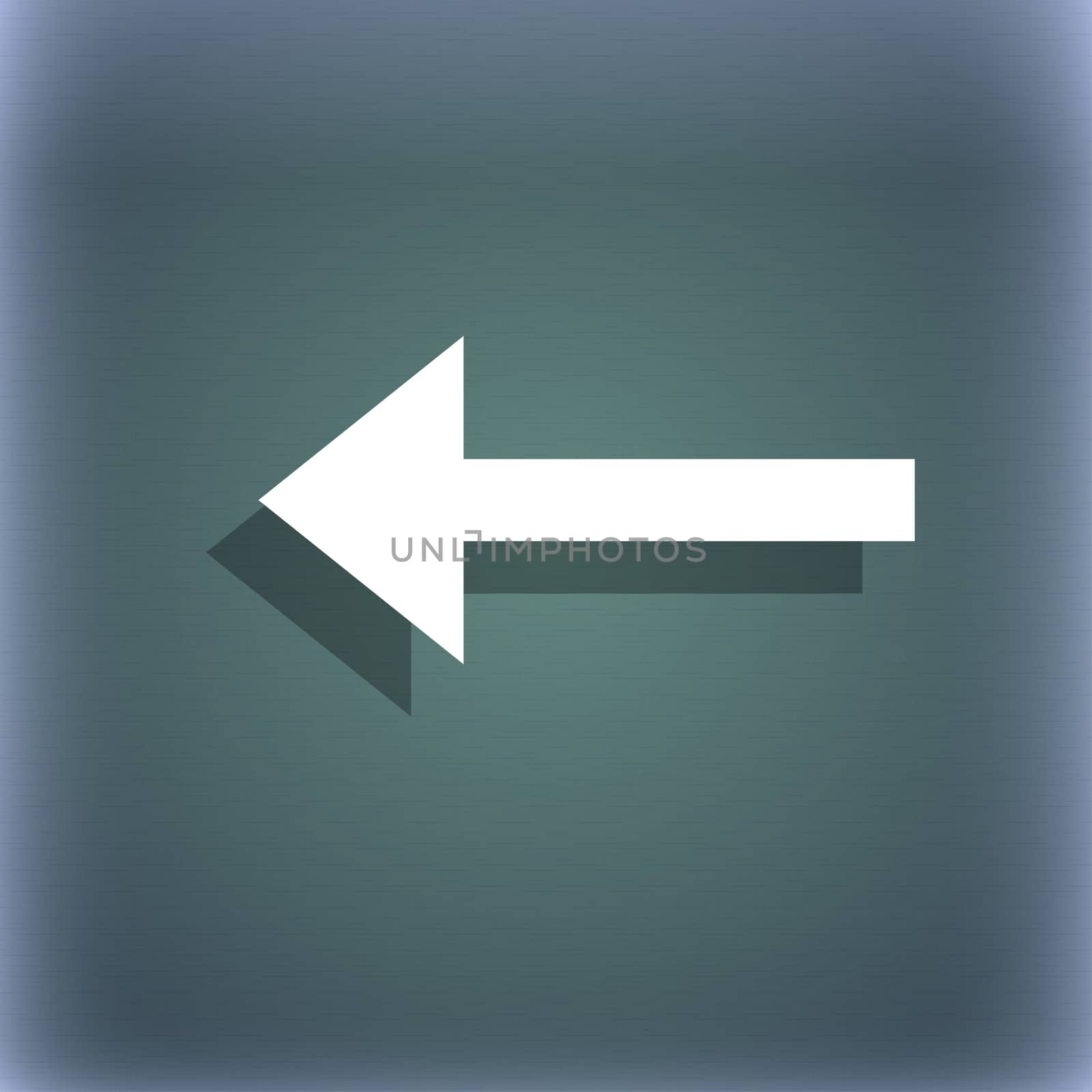 Arrow left, Way out icon symbol on the blue-green abstract background with shadow and space for your text. illustration
