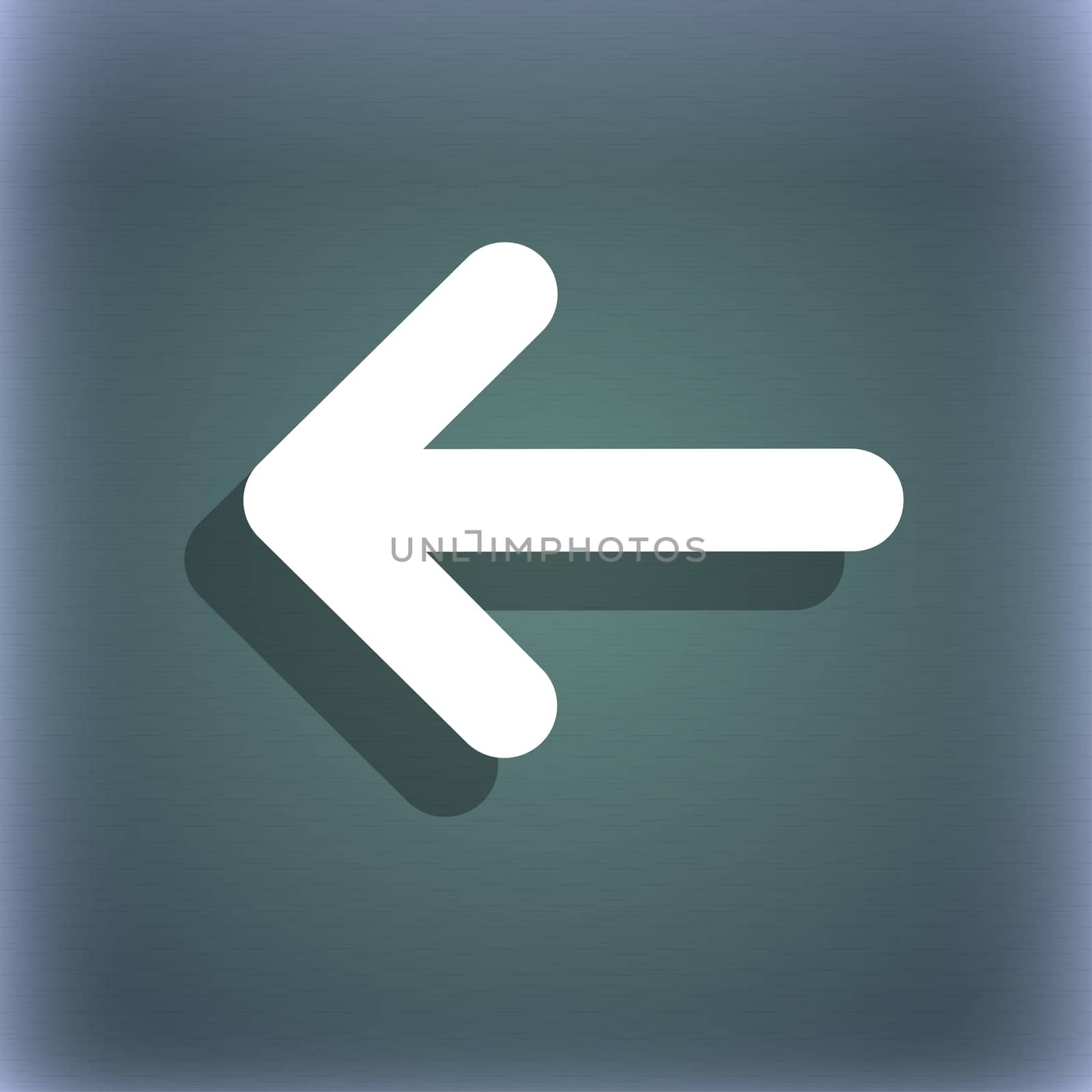 Arrow left, Way out icon symbol on the blue-green abstract background with shadow and space for your text. illustration