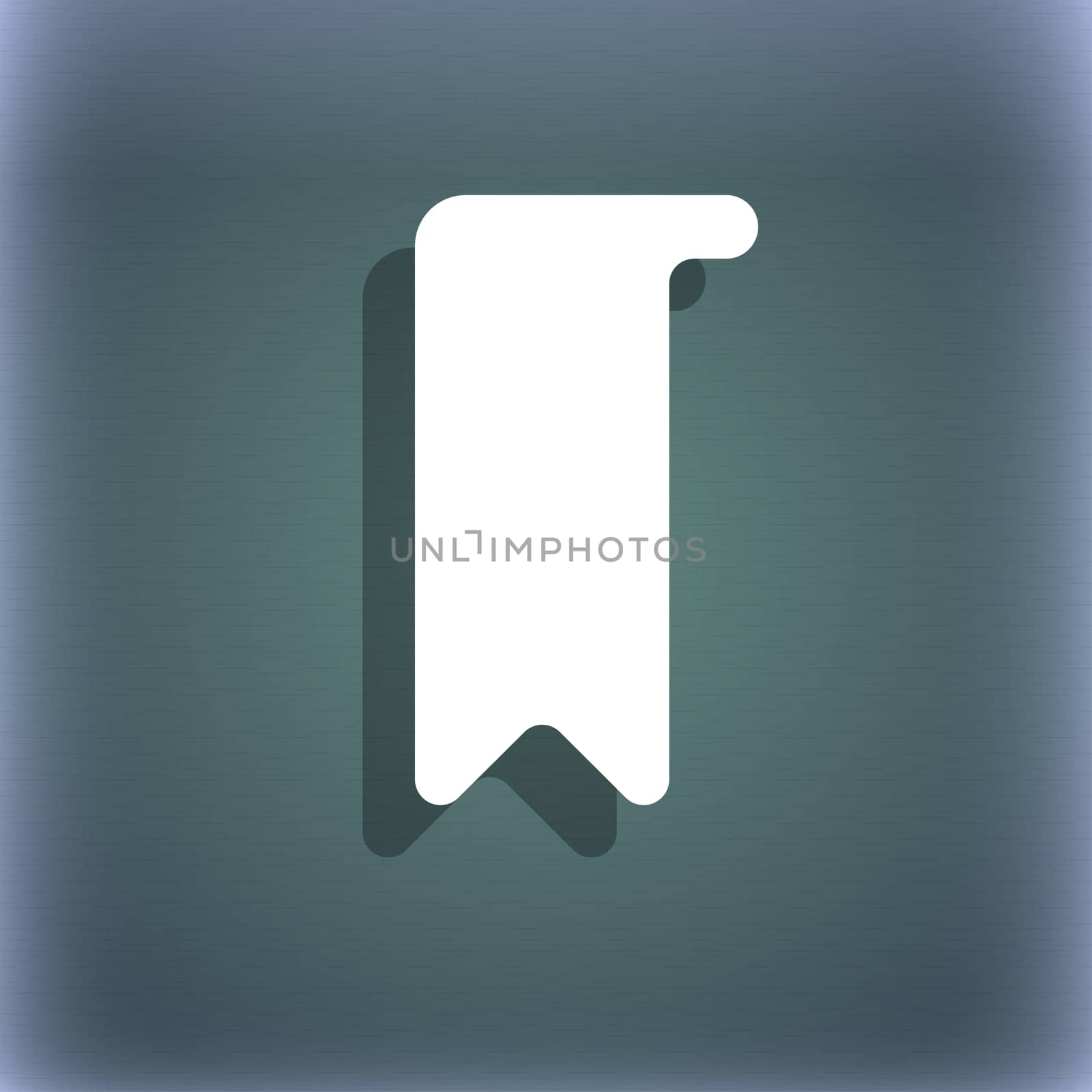 bookmark icon symbol on the blue-green abstract background with shadow and space for your text. illustration