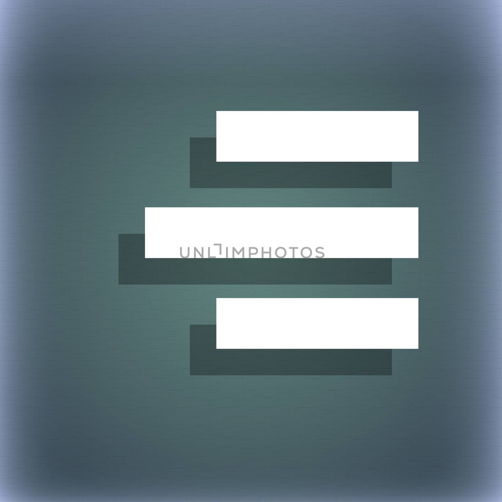 Right-aligned icon sign. On the blue-green abstract background with shadow and space for your text.  by serhii_lohvyniuk