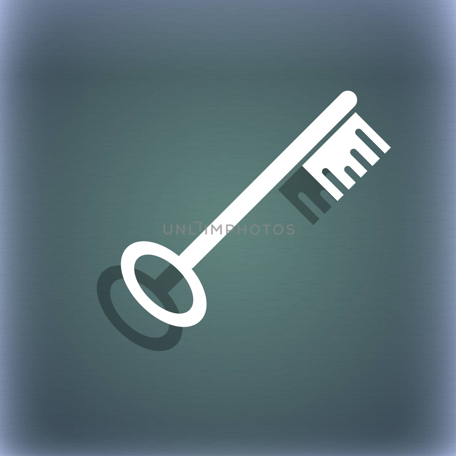 Key icon sign. On the blue-green abstract background with shadow and space for your text.  by serhii_lohvyniuk