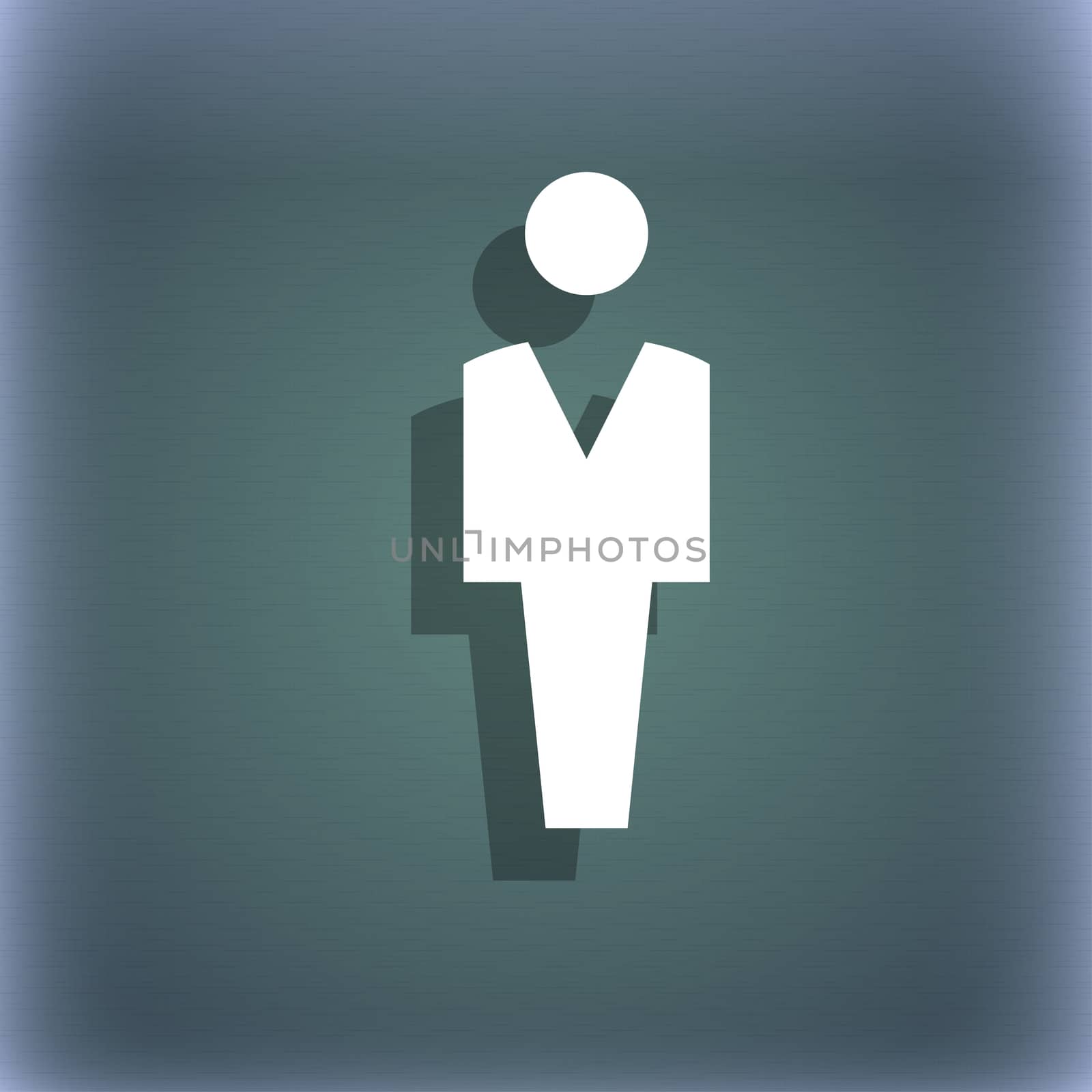 Human, Man Person, Male toilet icon symbol on the blue-green abstract background with shadow and space for your text. illustration