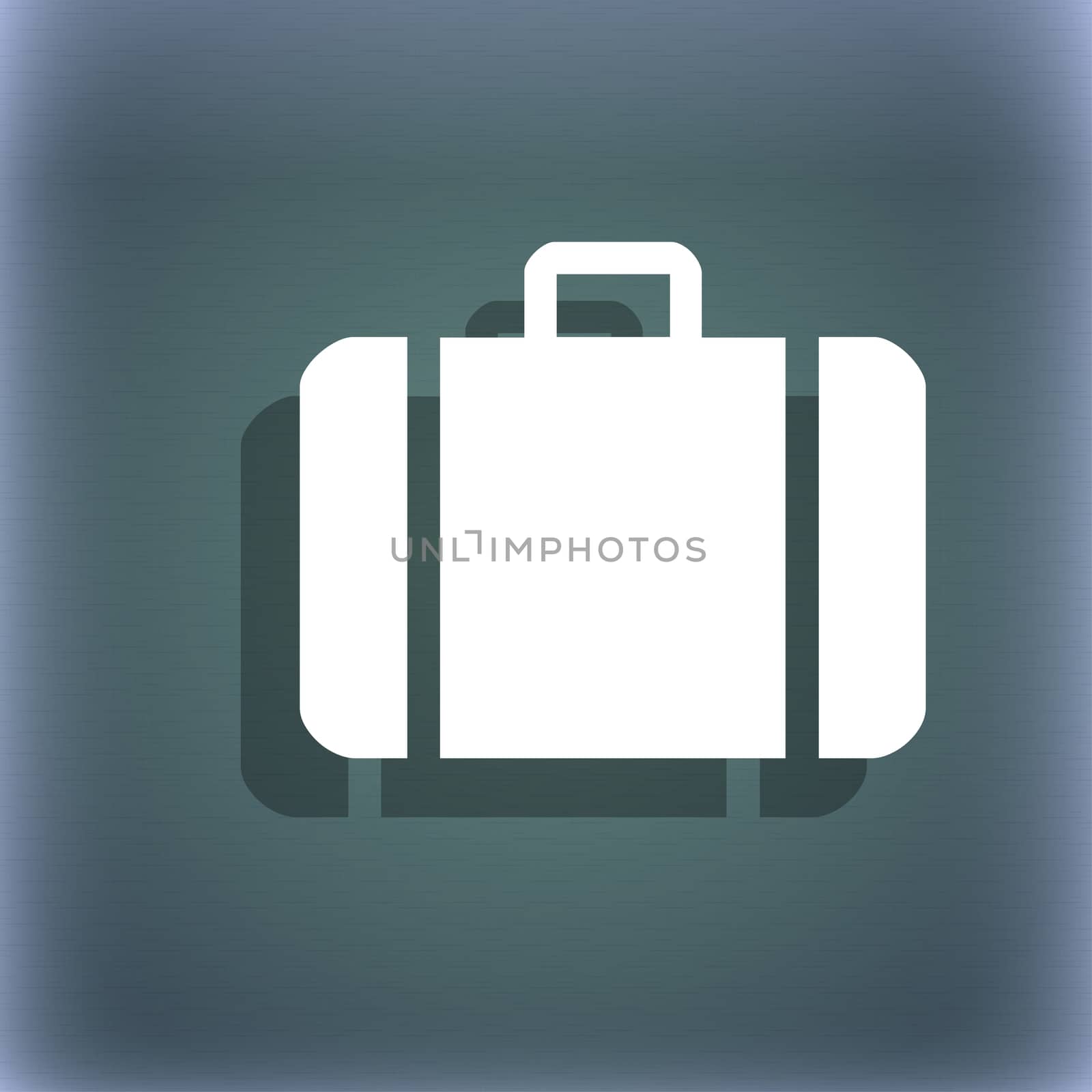 suitcase icon symbol on the blue-green abstract background with shadow and space for your text. illustration