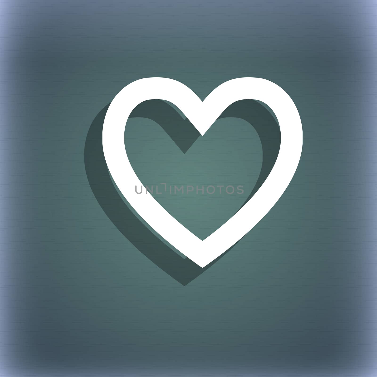 Medical heart, Love icon symbol on the blue-green abstract background with shadow and space for your text. illustration