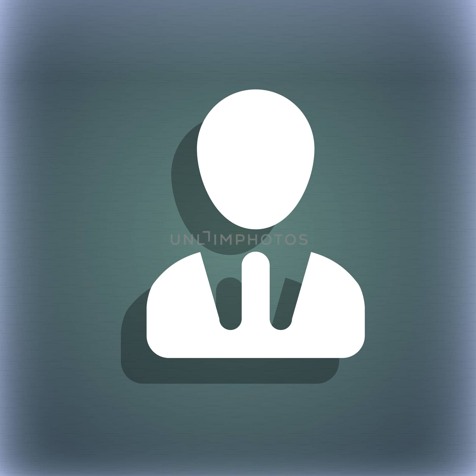 male silhouette icon symbol on the blue-green abstract background with shadow and space for your text. illustration