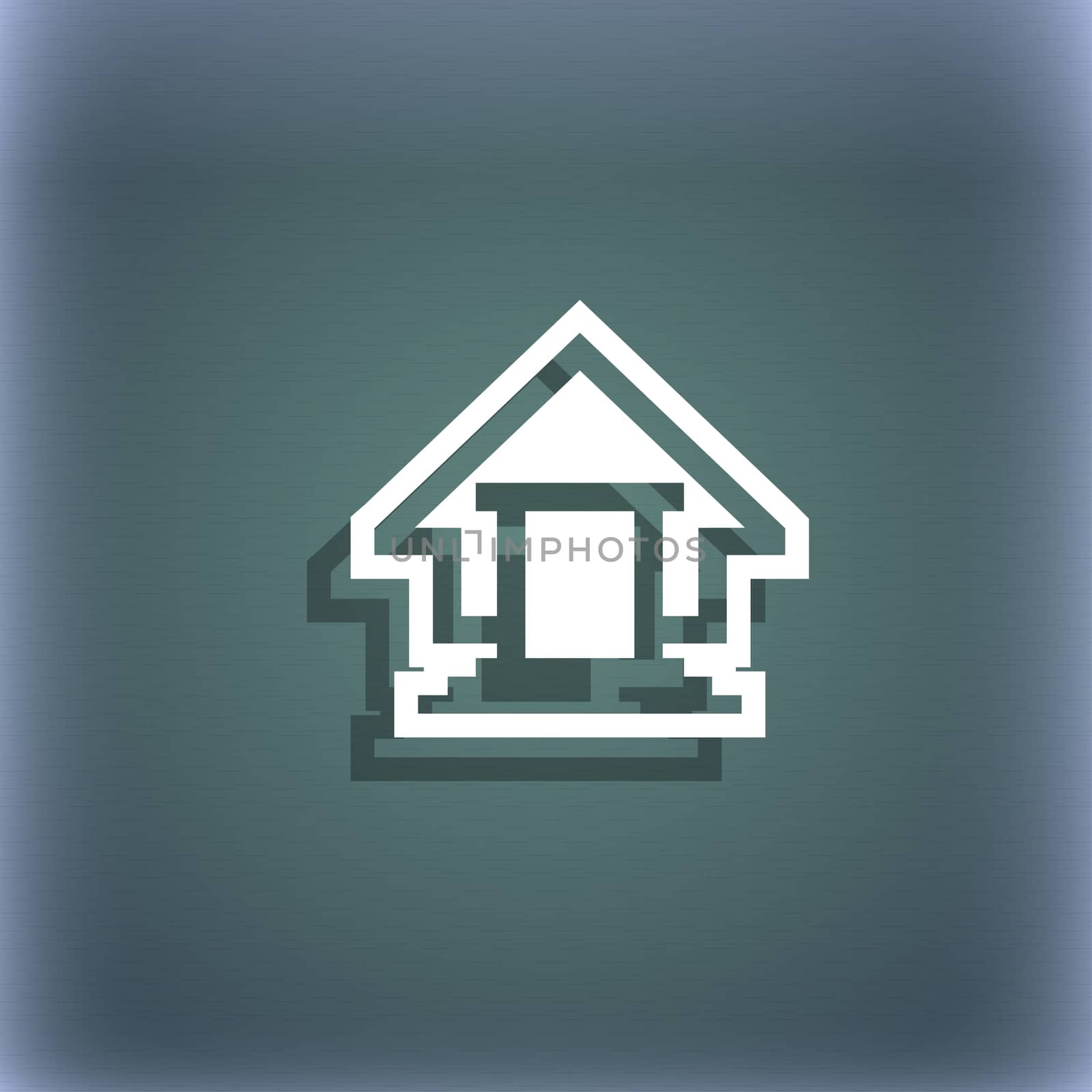 House icon symbol on the blue-green abstract background with shadow and space for your text. illustration