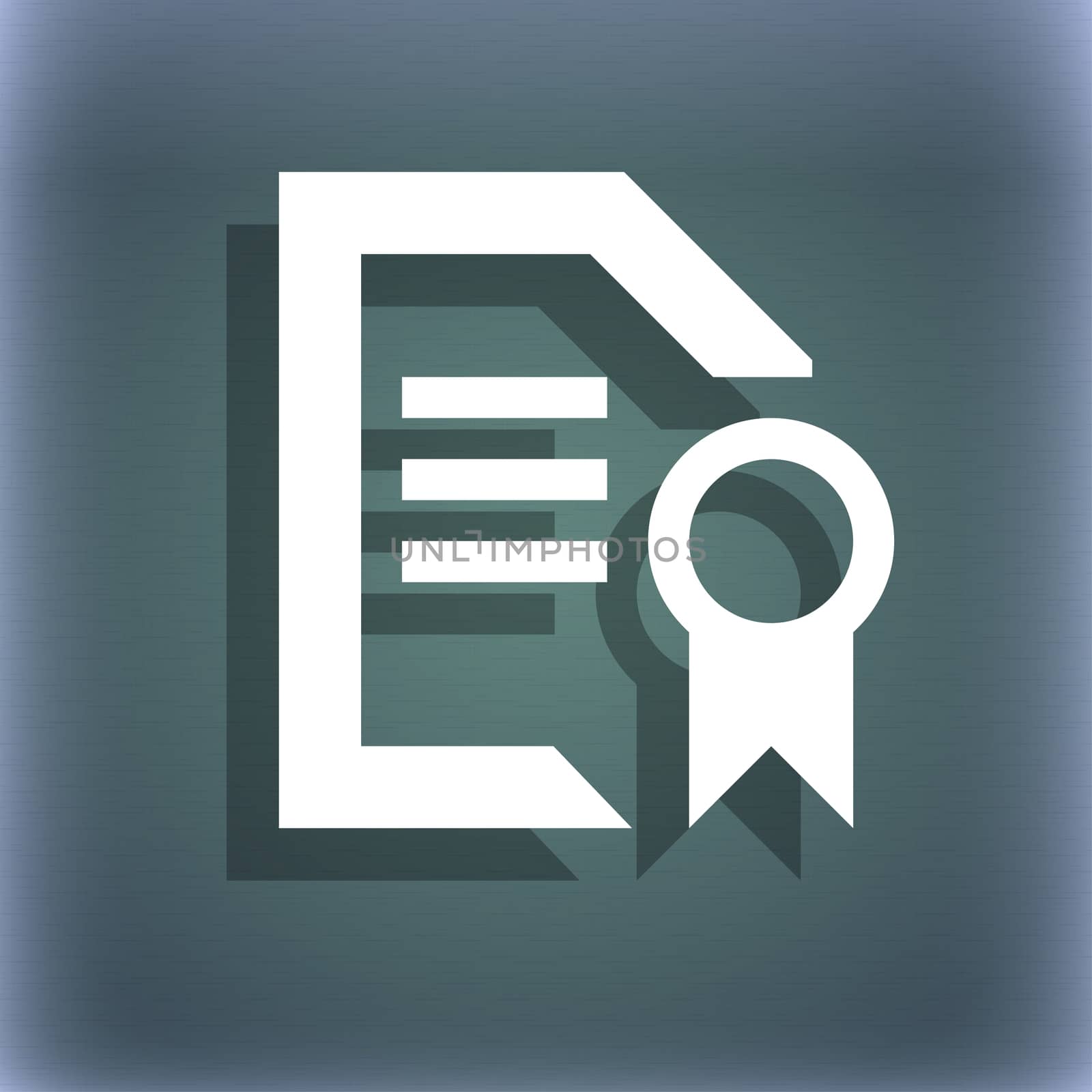 Award File document icon symbol on the blue-green abstract background with shadow and space for your text. illustration