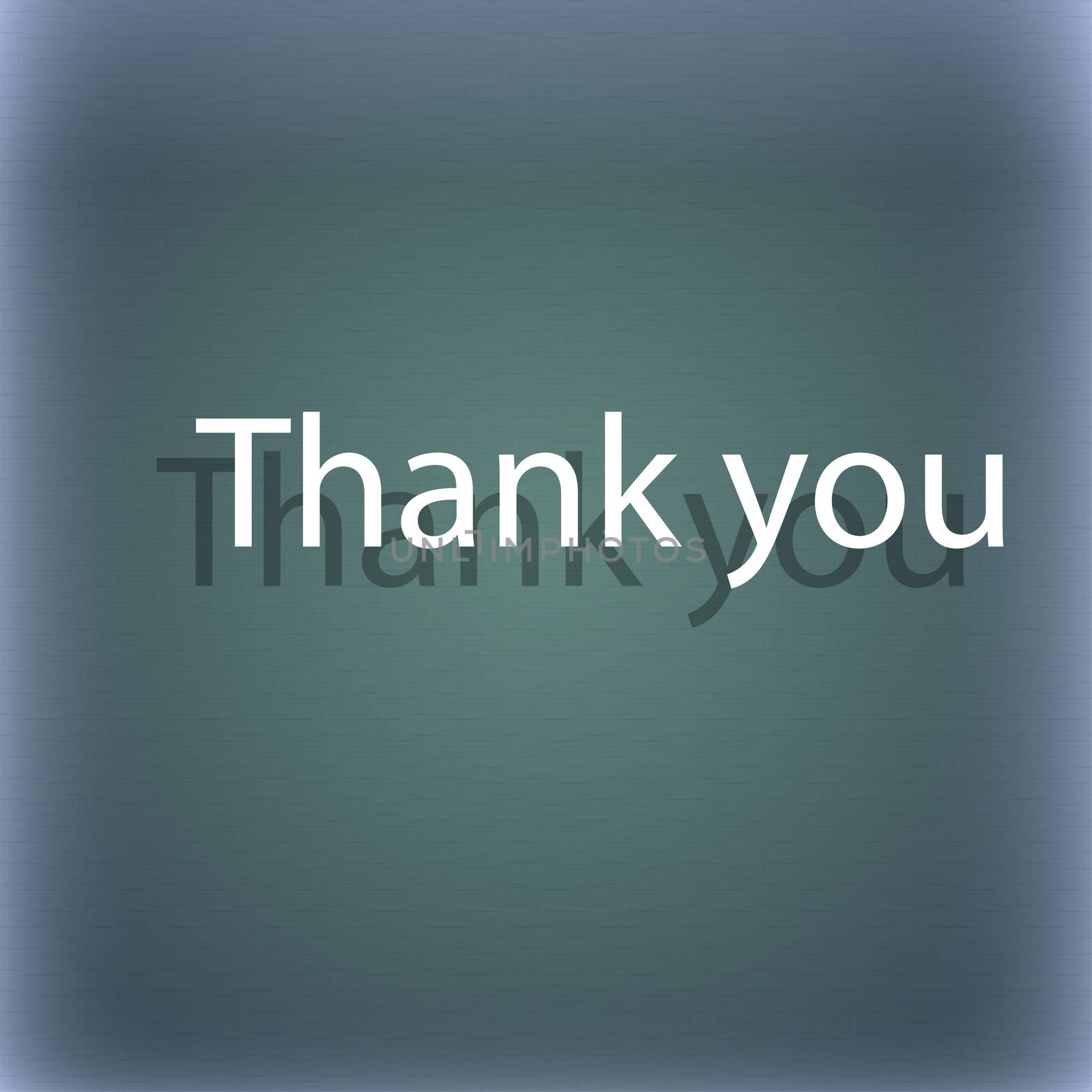 Thank you sign icon. Gratitude symbol. On the blue-green abstract background with shadow and space for your text. illustration