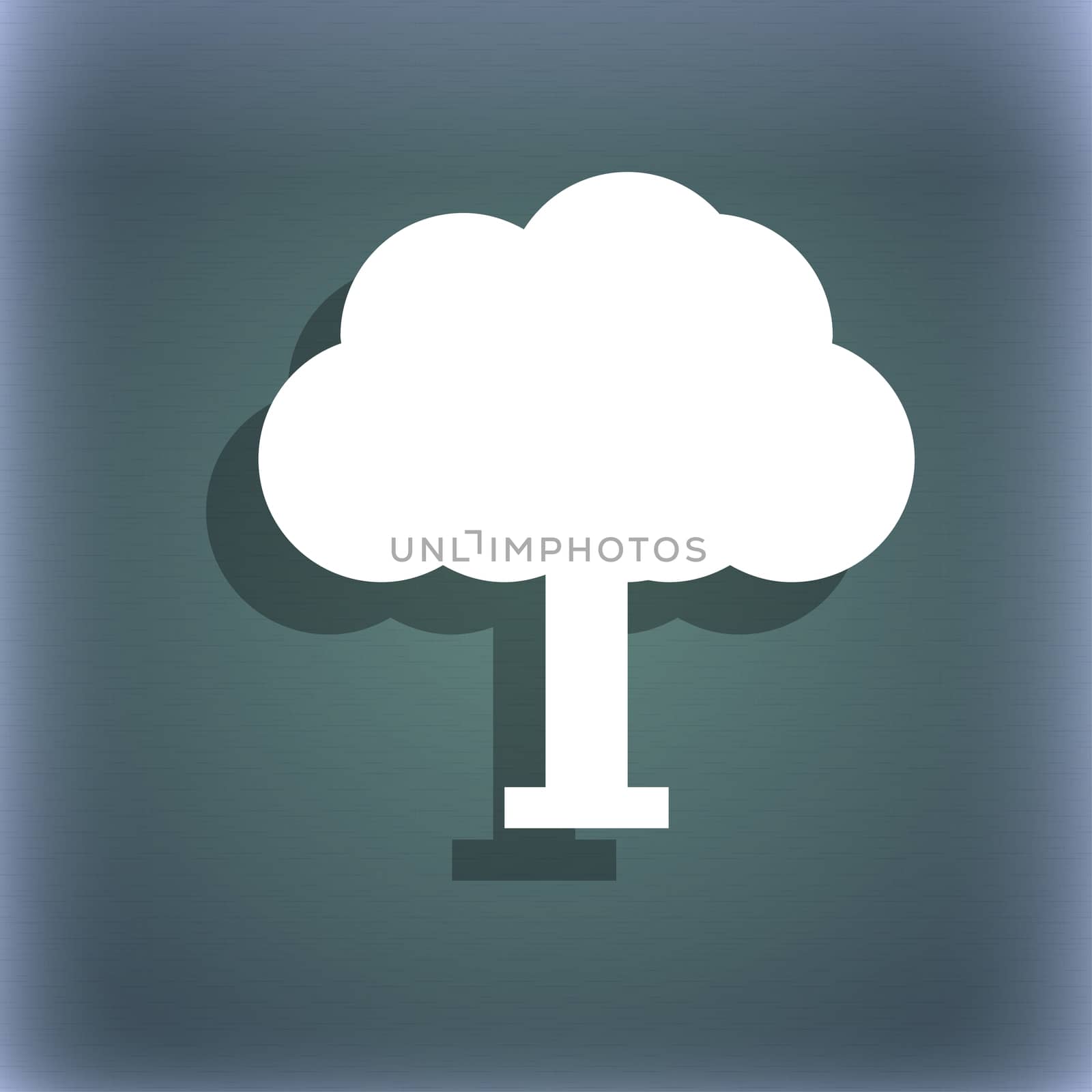 Tree, Forest icon symbol on the blue-green abstract background with shadow and space for your text. illustration