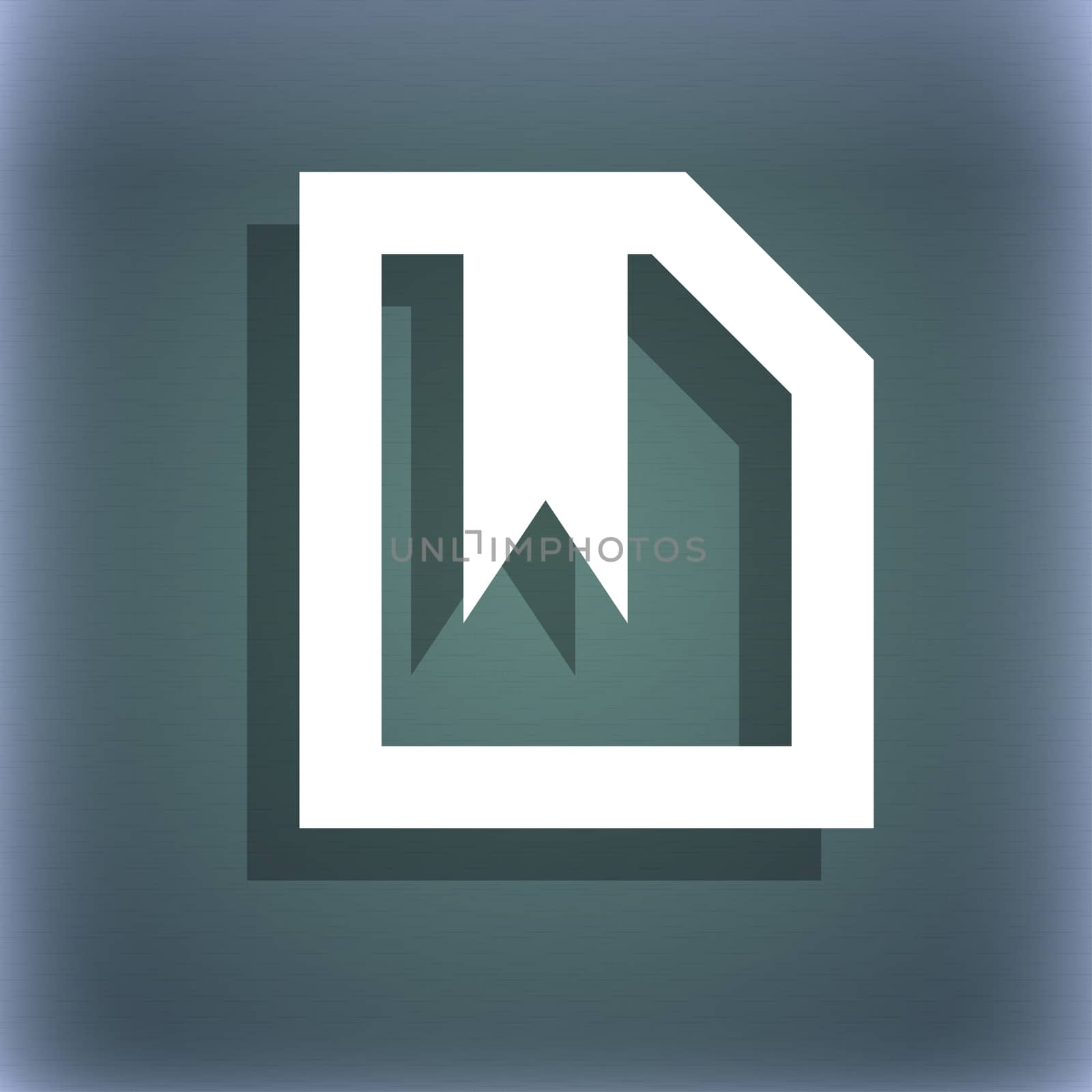 bookmark icon symbol on the blue-green abstract background with shadow and space for your text. illustration