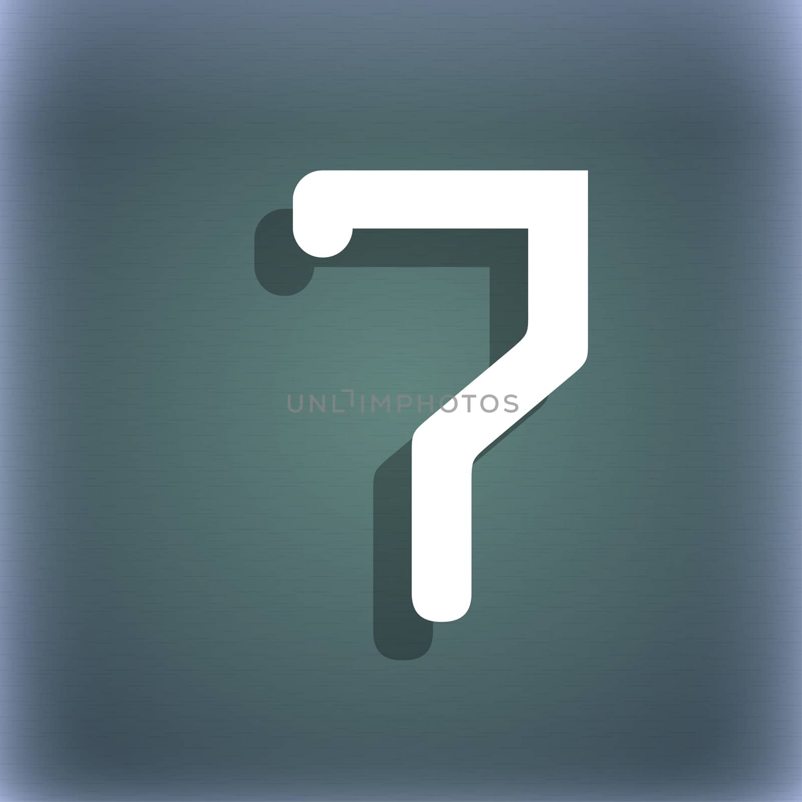 number seven icon sign. On the blue-green abstract background with shadow and space for your text.  by serhii_lohvyniuk