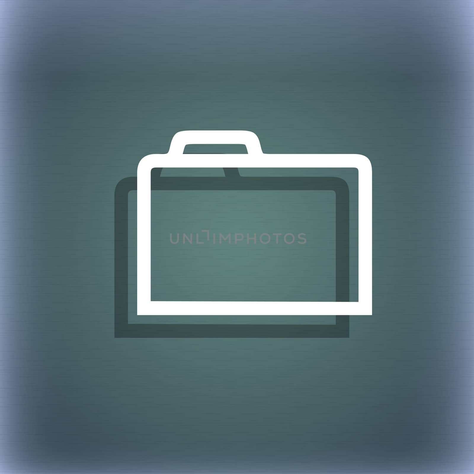 Folder icon symbol on the blue-green abstract background with shadow and space for your text.  by serhii_lohvyniuk