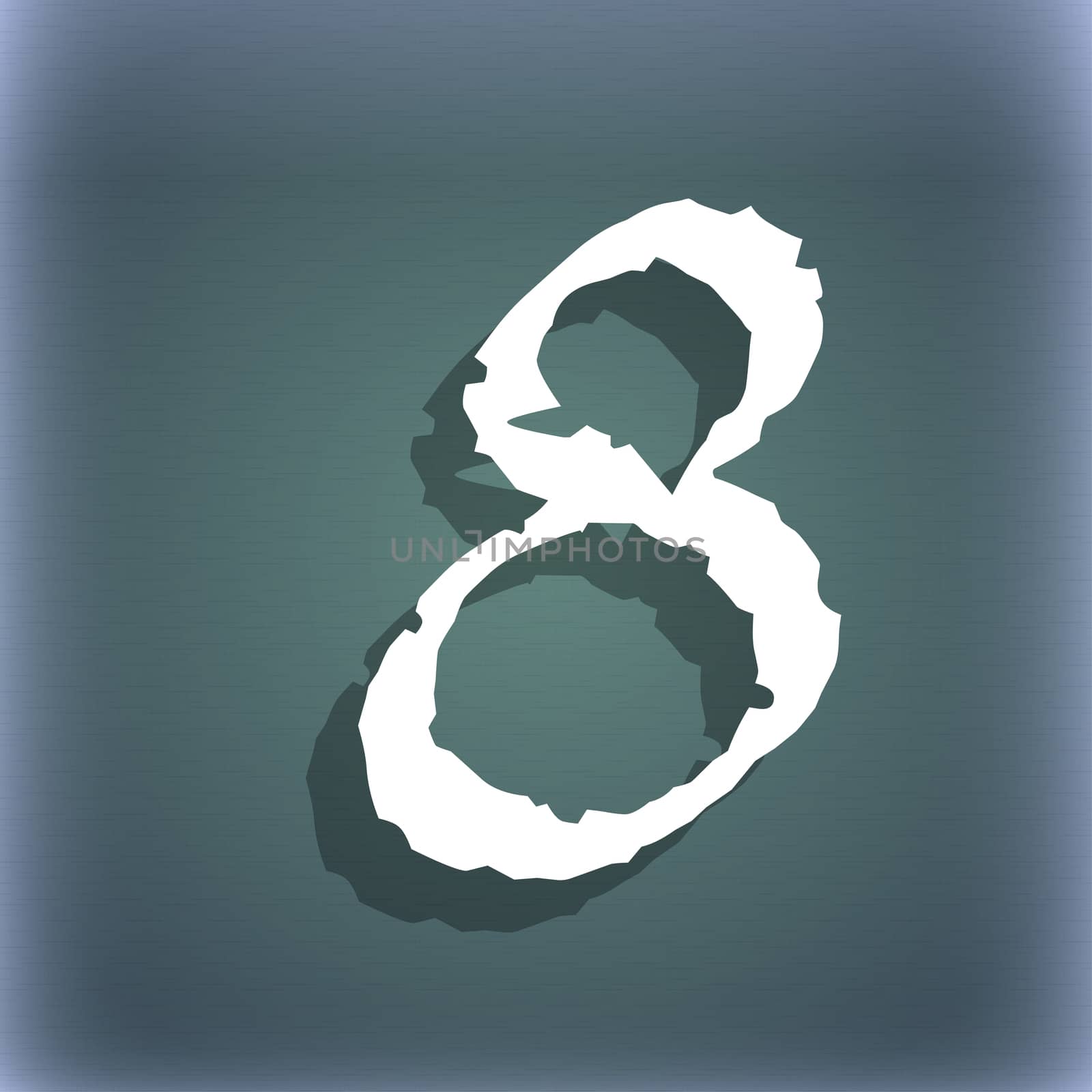 number Eight icon sign. On the blue-green abstract background with shadow and space for your text.  by serhii_lohvyniuk